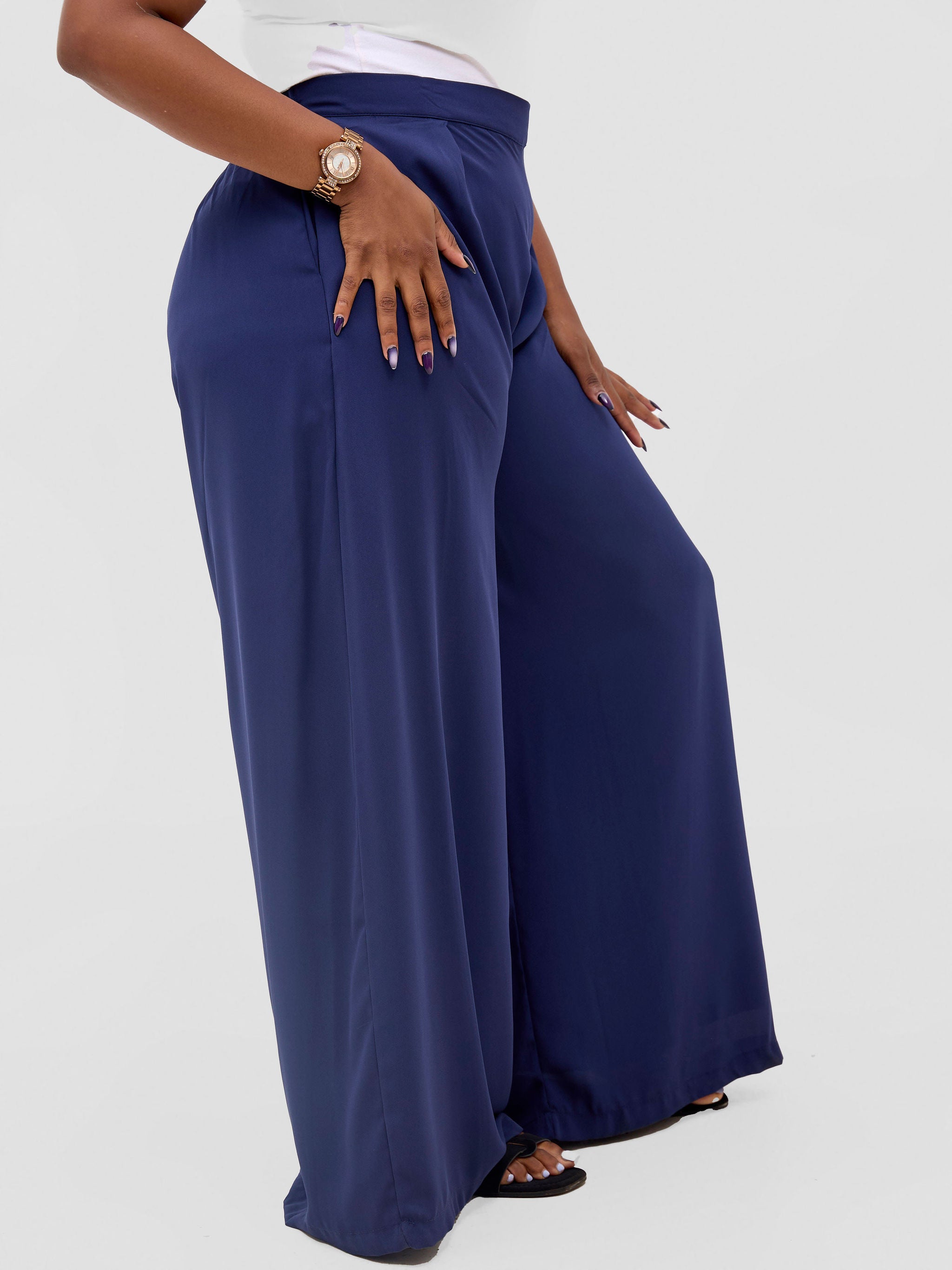 Vivo Meli Chiffon Pants - Navy Blue