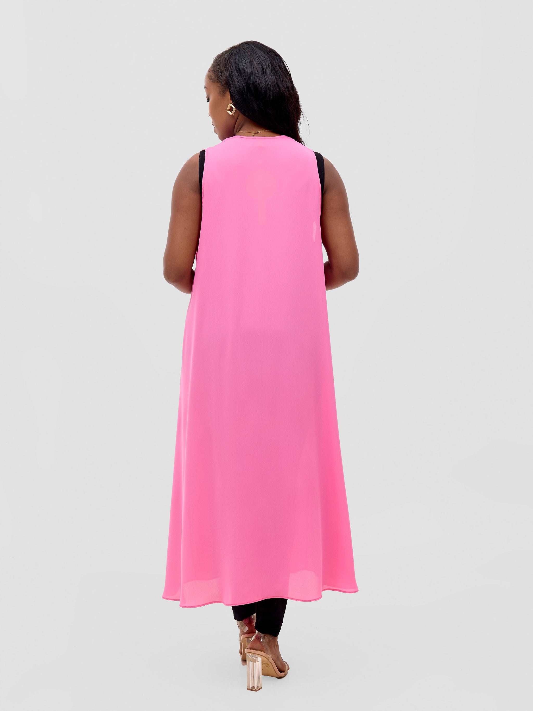Vivo Basic Sleeveless Tent Kimono - Pink