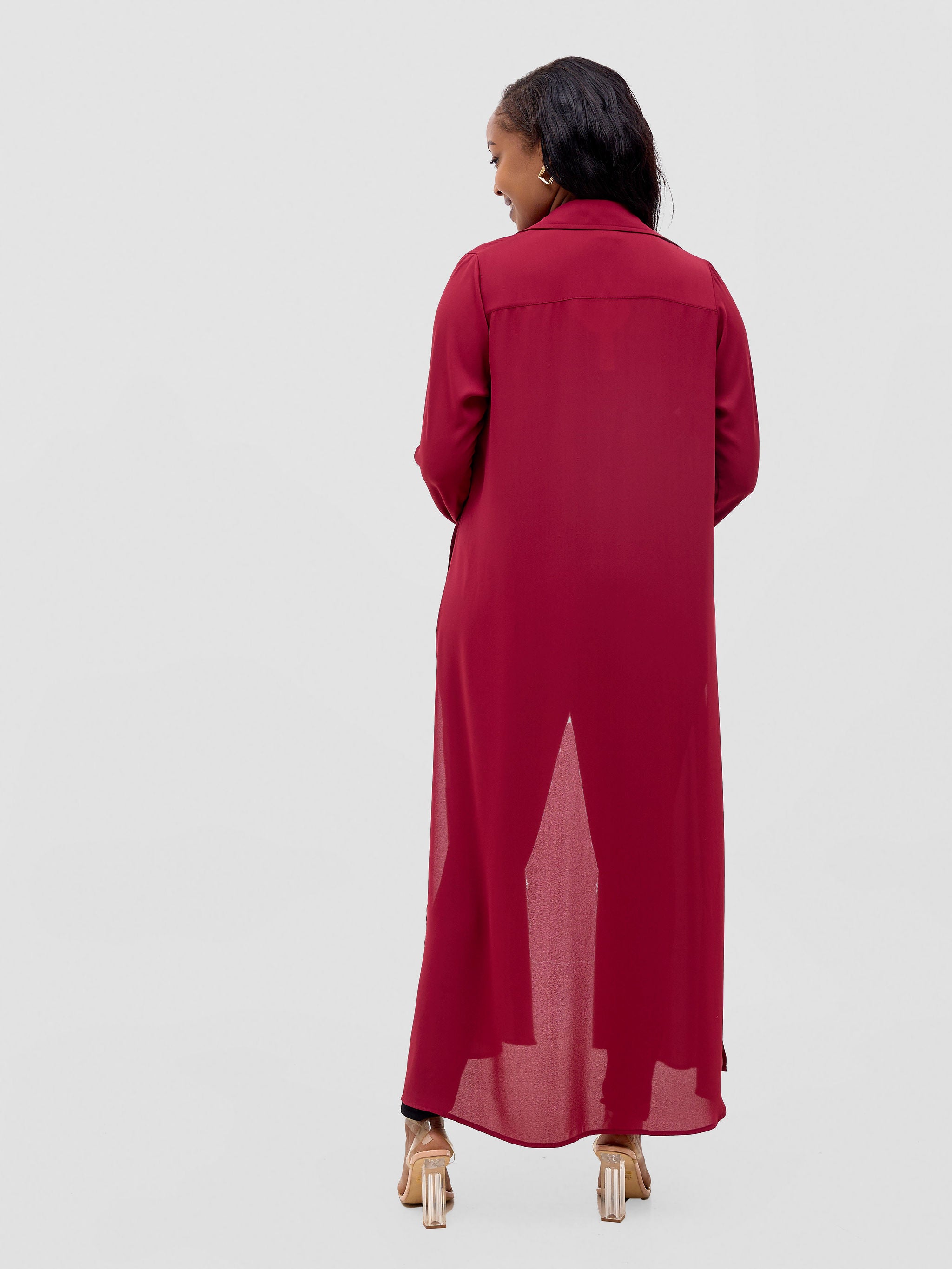 Vivo Wena High Slit Maxi Shirt - Burgundy