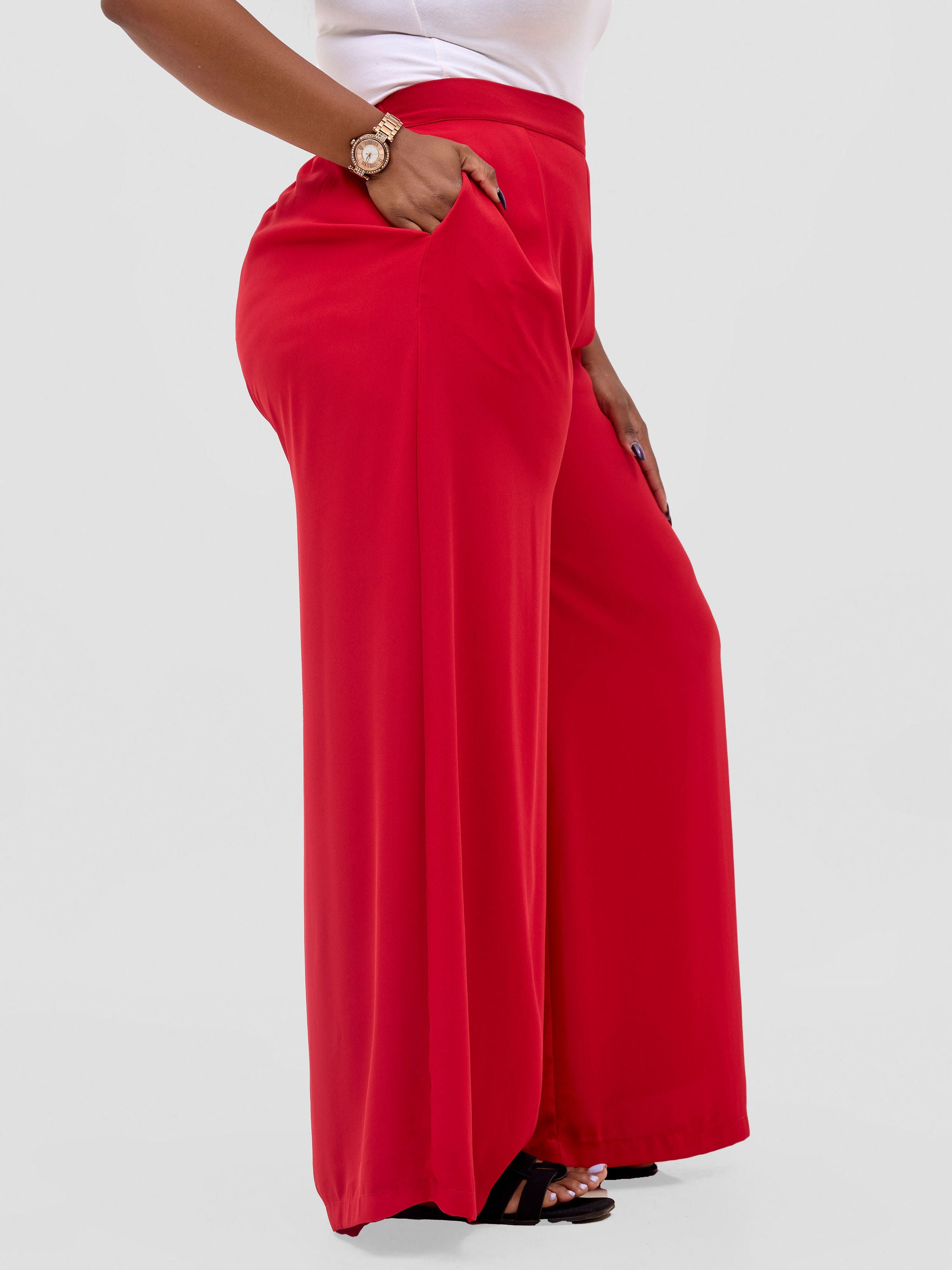 Vivo Meli Chiffon Pants - Red