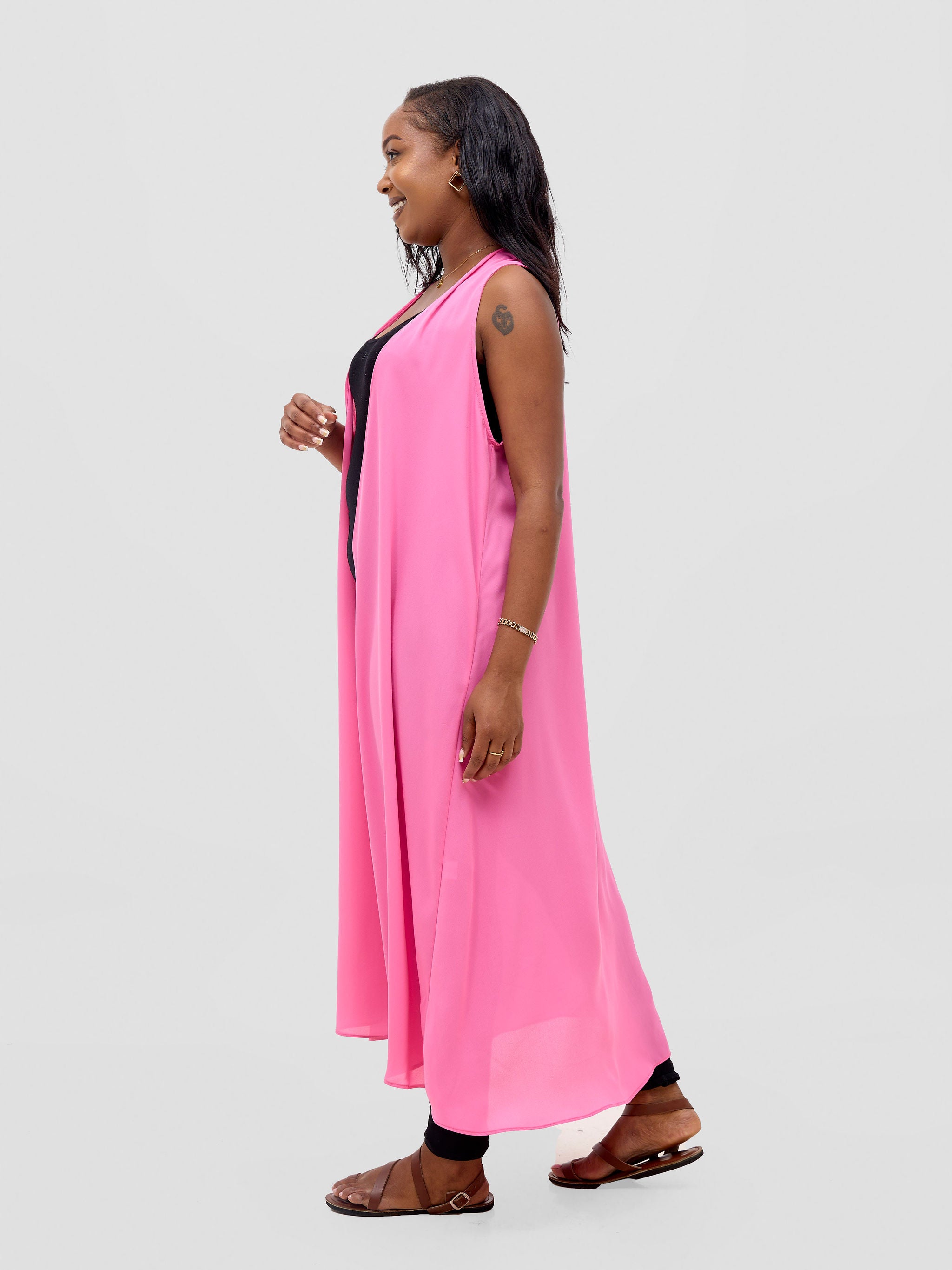 Vivo Basic Sleeveless Tent Kimono - Pink