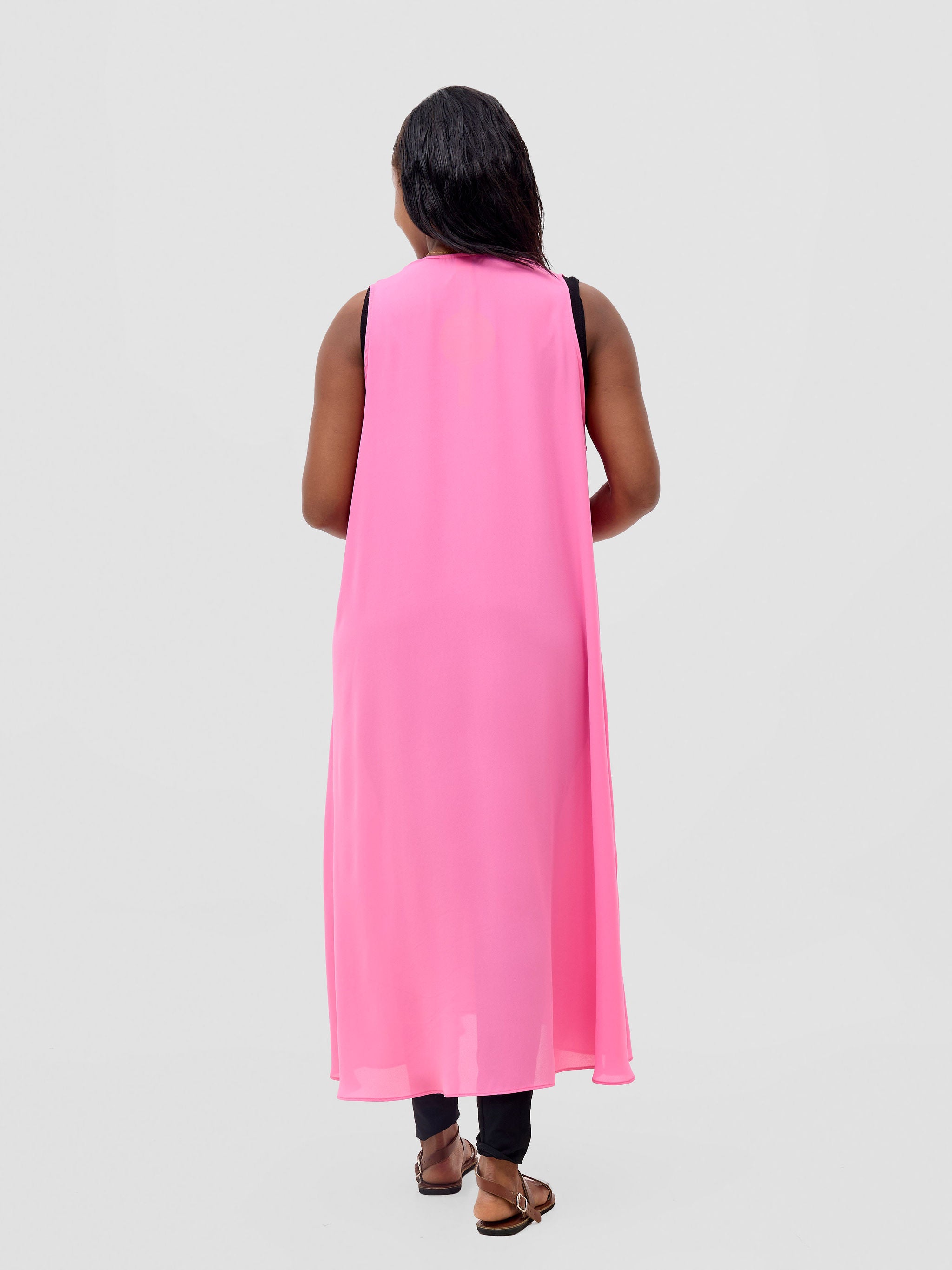 Vivo Basic Sleeveless Tent Kimono - Pink
