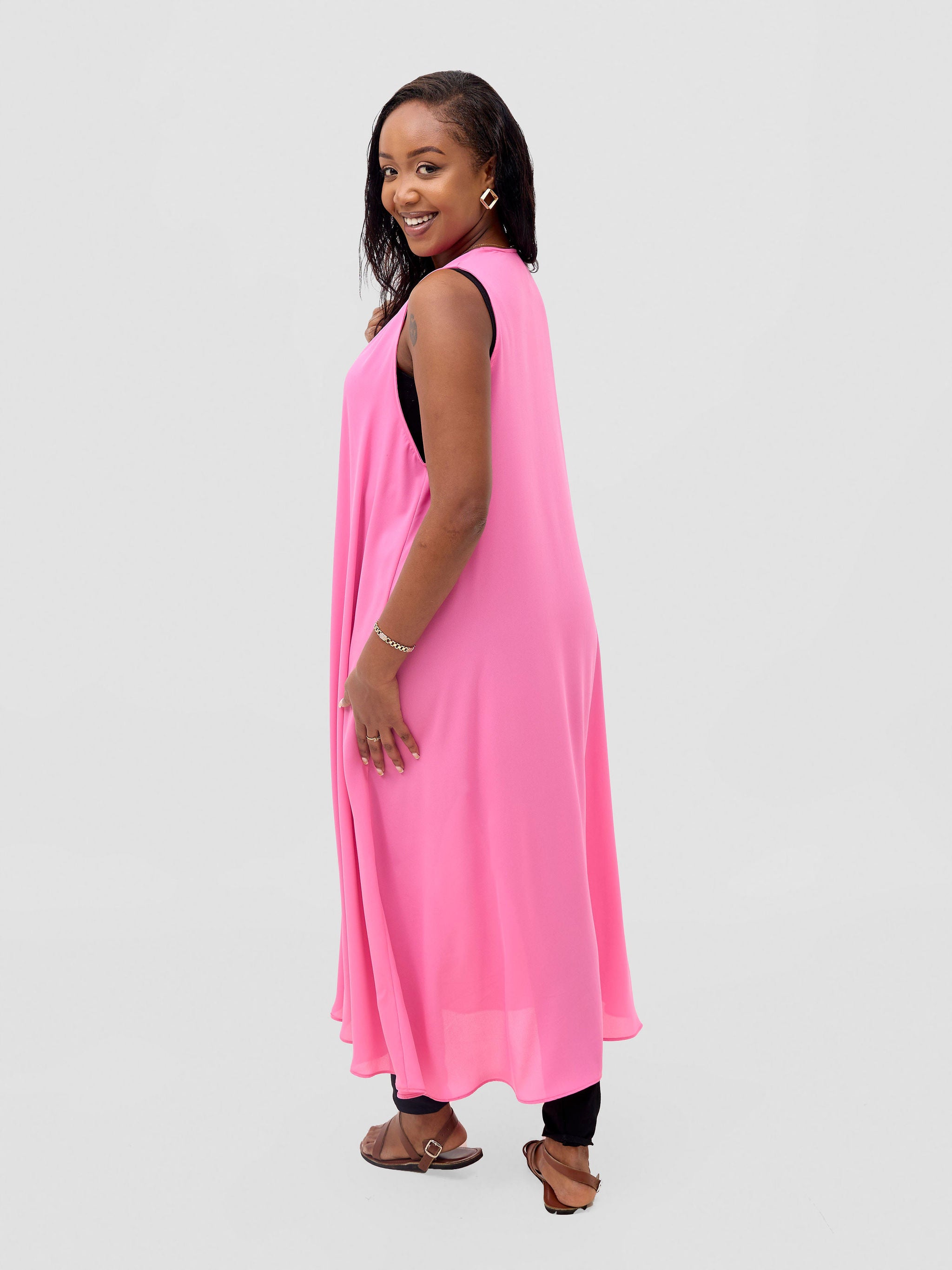 Vivo Basic Sleeveless Tent Kimono - Pink