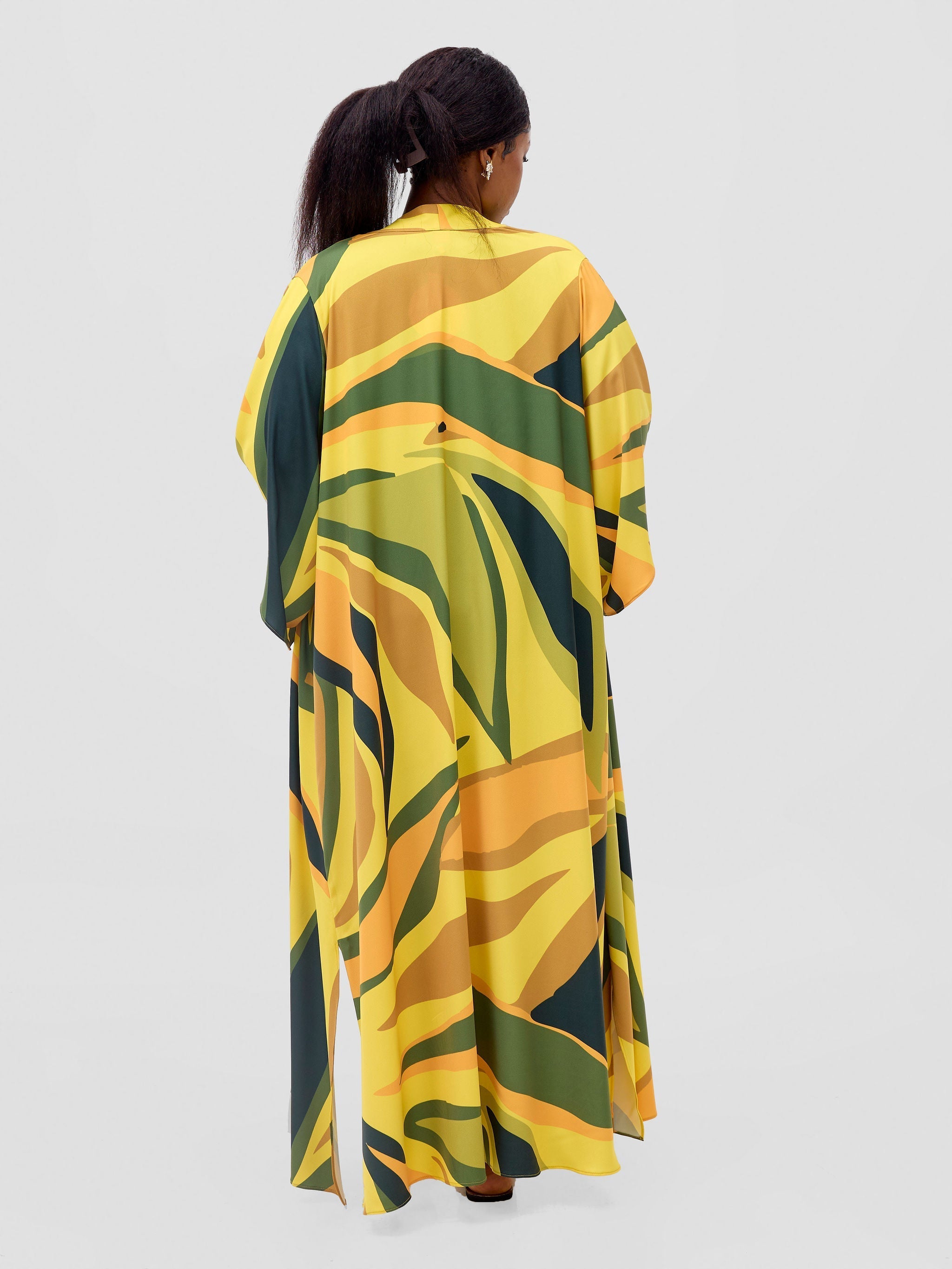Vivo Kelemi Flared Sleeve Kimono MG - Yellow / Green Lana Print