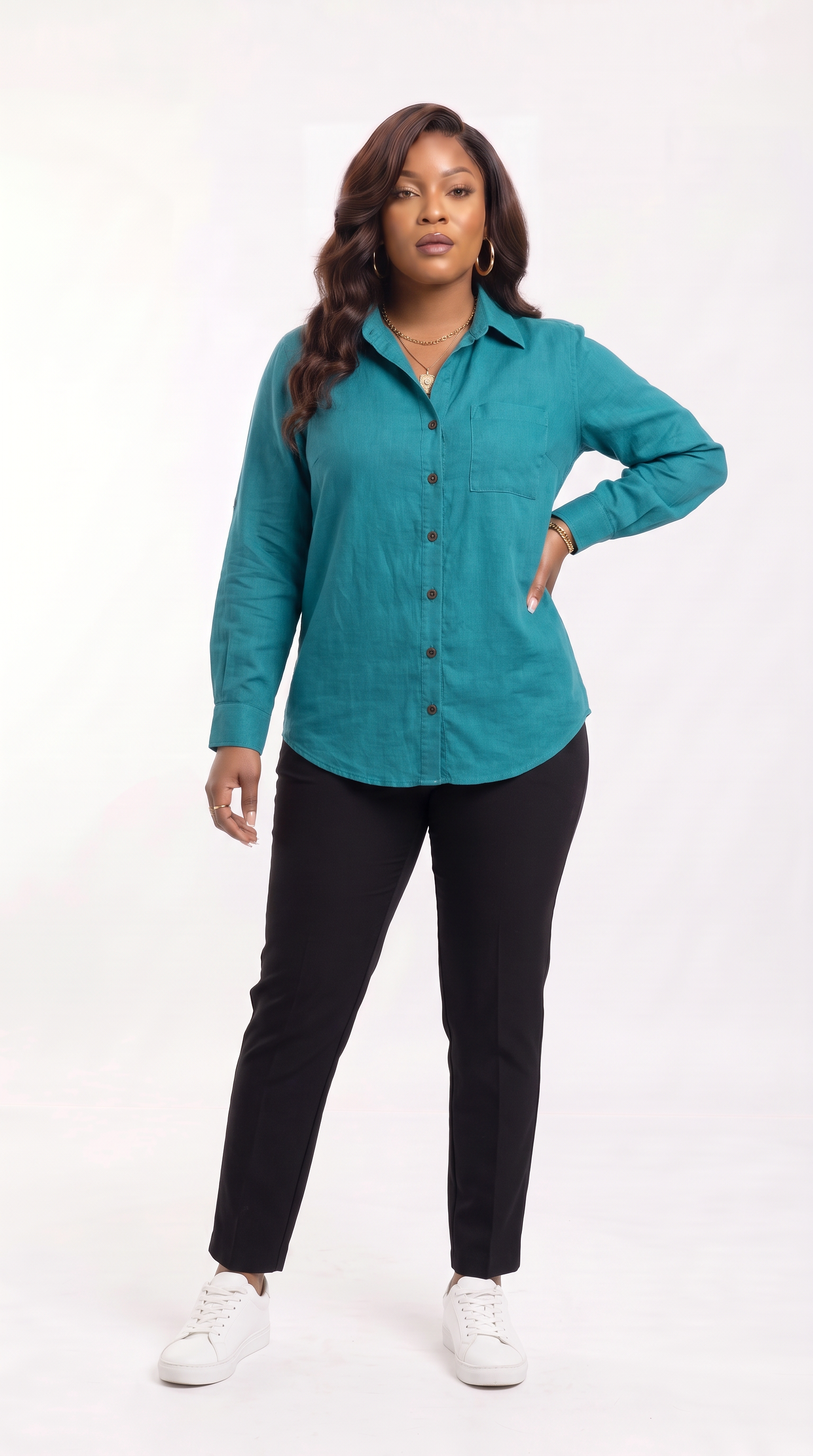 Safari by Vivo Oversized Shirt in Linen Blend - Sea Green