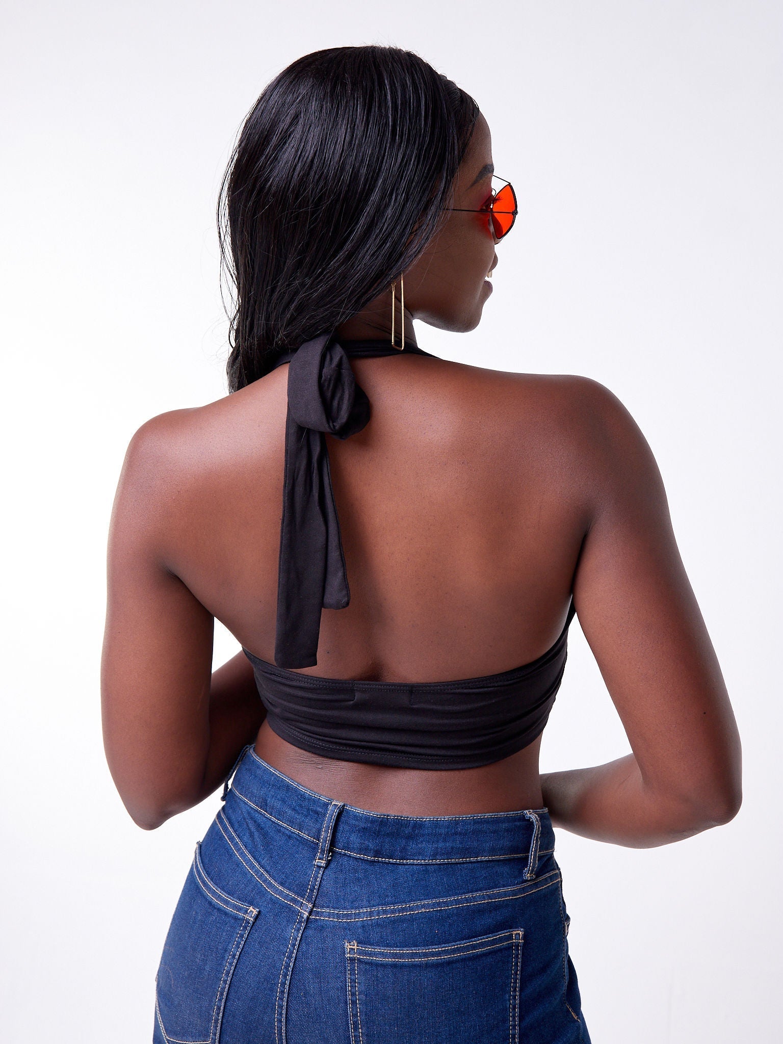 Popular 21 key hole halter with seamed body - Black - Shop Zetu Kenya