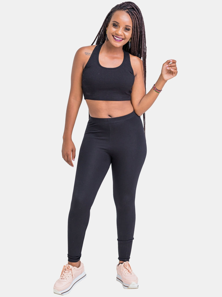 Zoya Basic Full Length Leggings - Black - Shopzetu