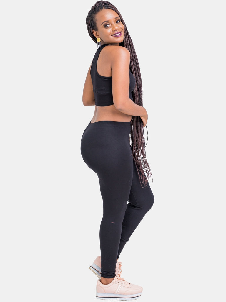 Zoya Basic Full Length Leggings - Black - Shopzetu