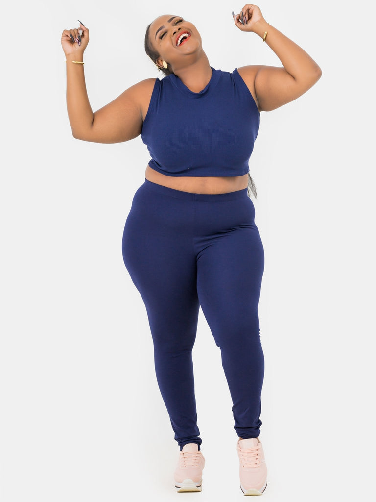 Zoya Basic Full Length Leggings - Navy Blue - Shopzetu