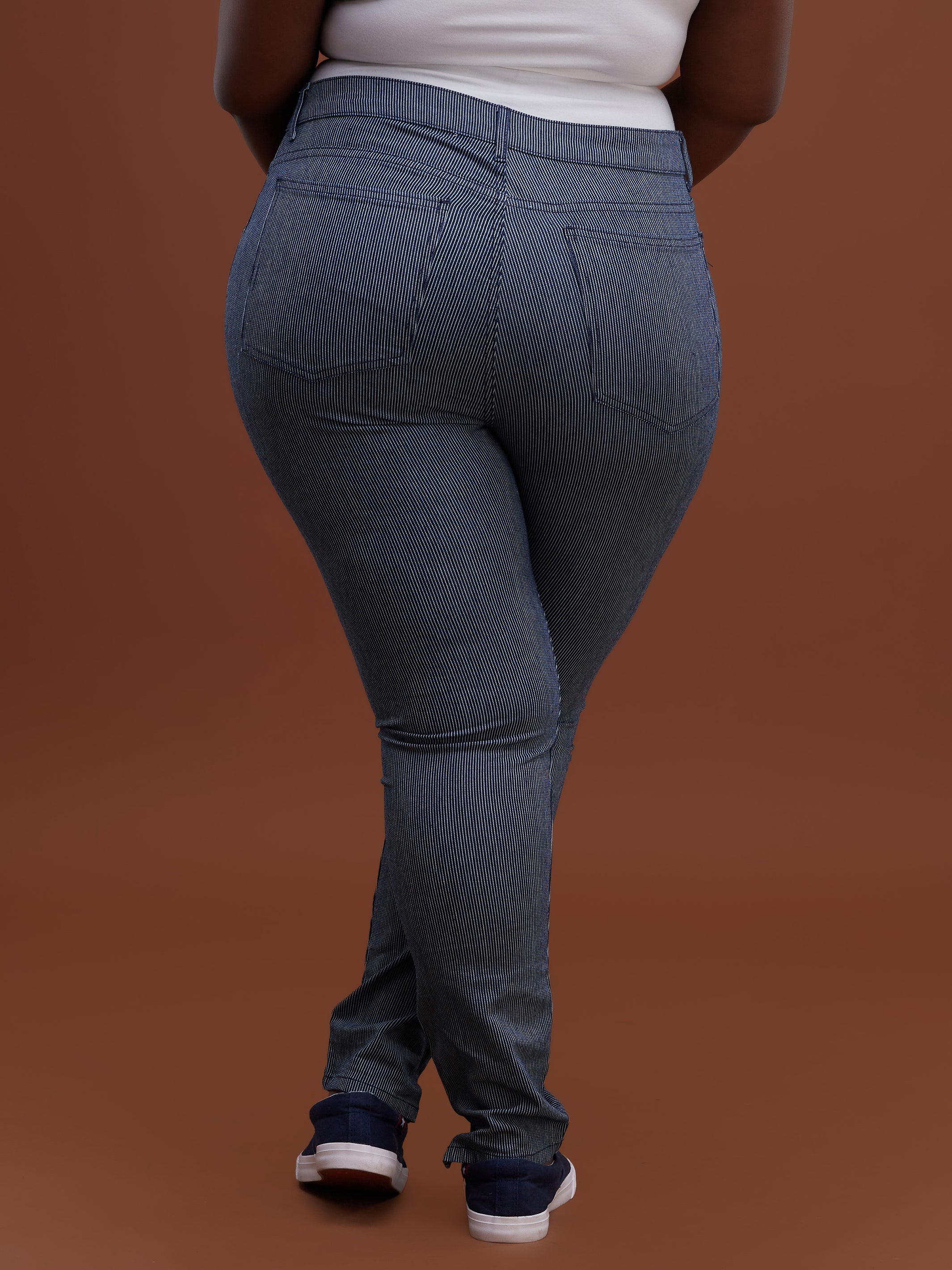 Safari Ladies Skinny Jeans - Blue / White Print