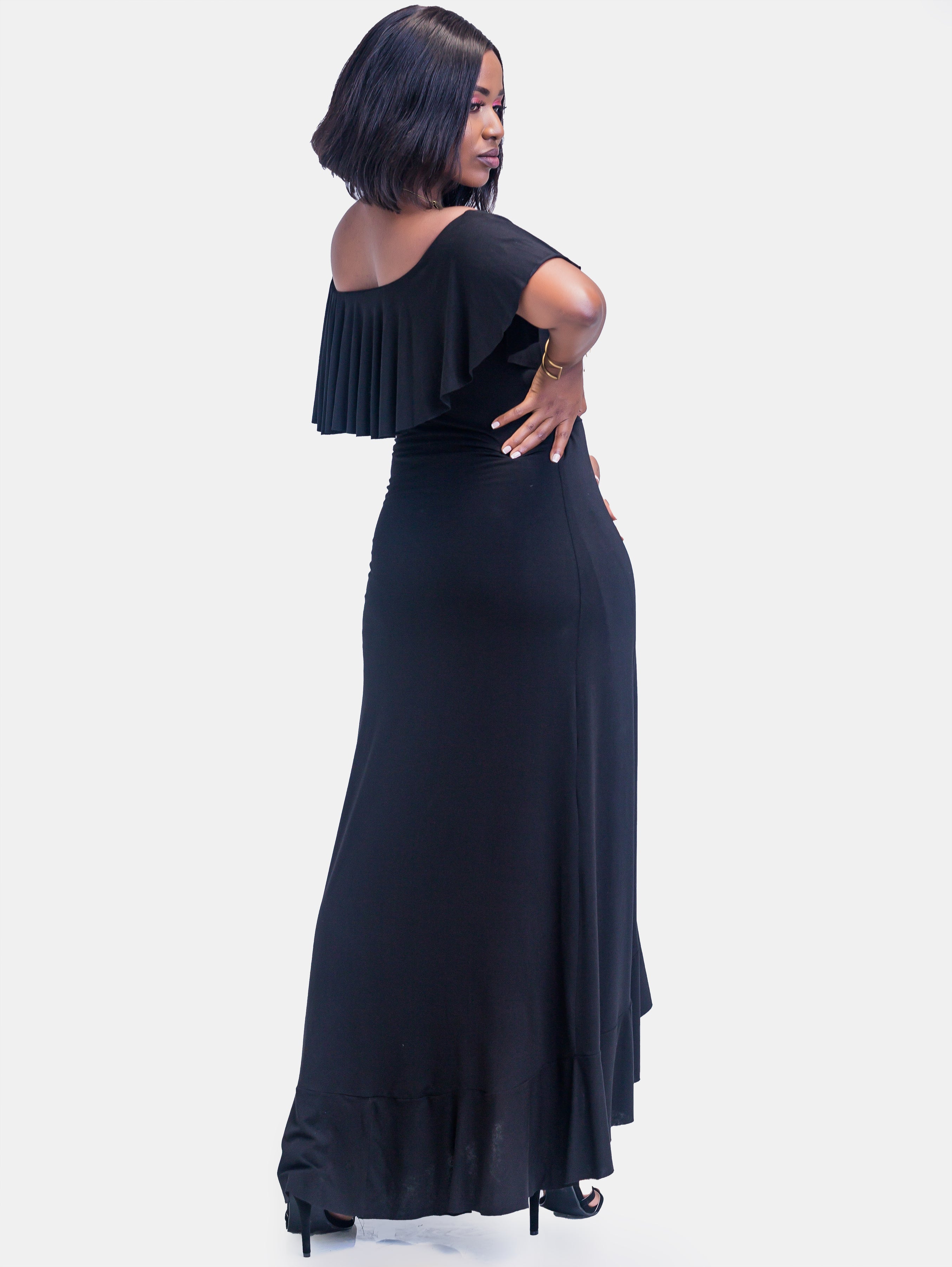 Sowairina Zara Off Shoulder Maxi Dress  - Black