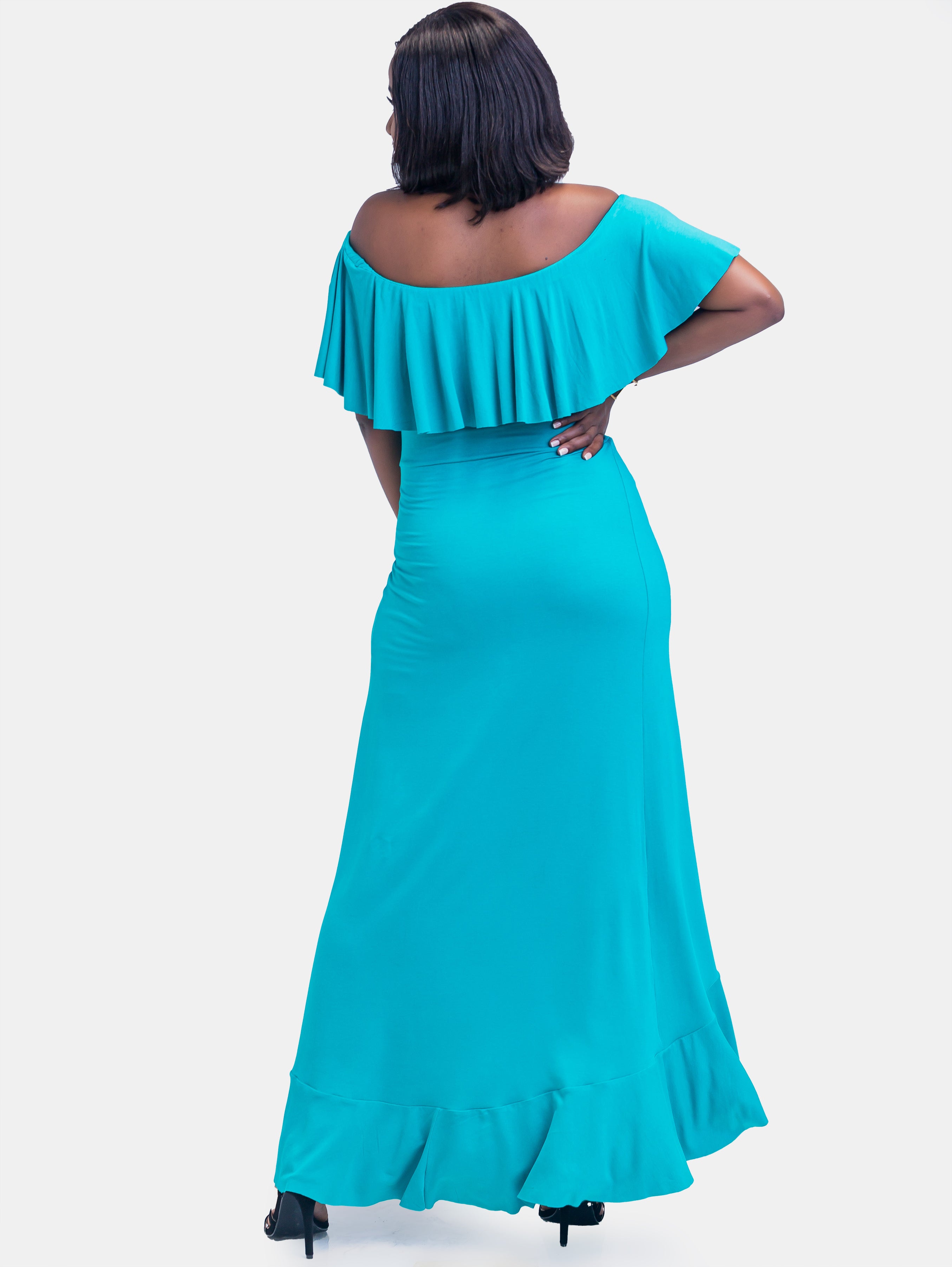 Sowairina Zara Off Shoulder Maxi Dress  - Sea Blue