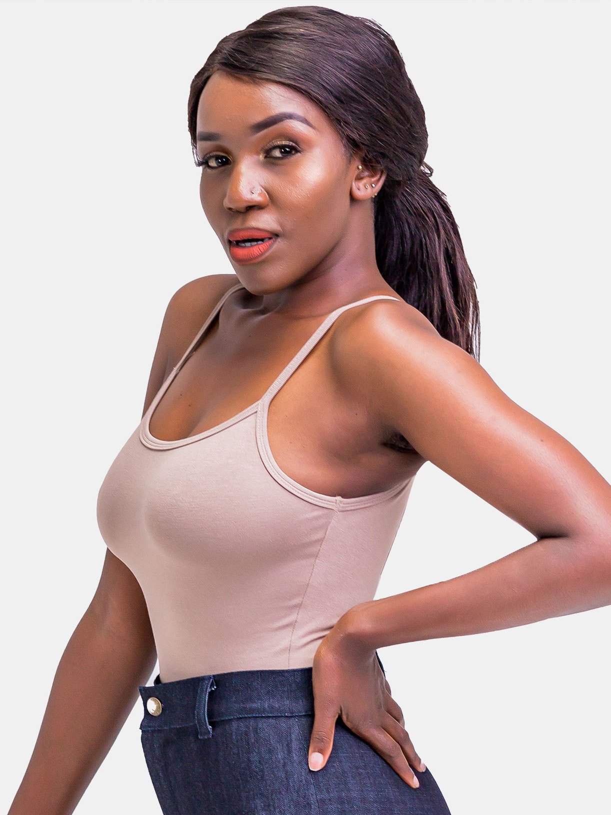 Zetu Strappy Bodysuit  - TAUPE - Shop Zetu