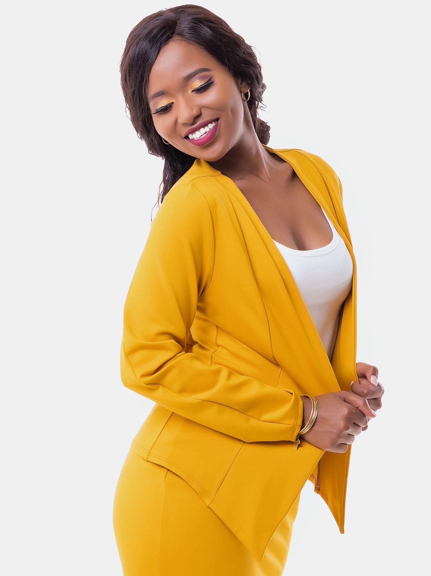 Vivo Victoria Panelled Jacket - Mustard - Shop Zetu