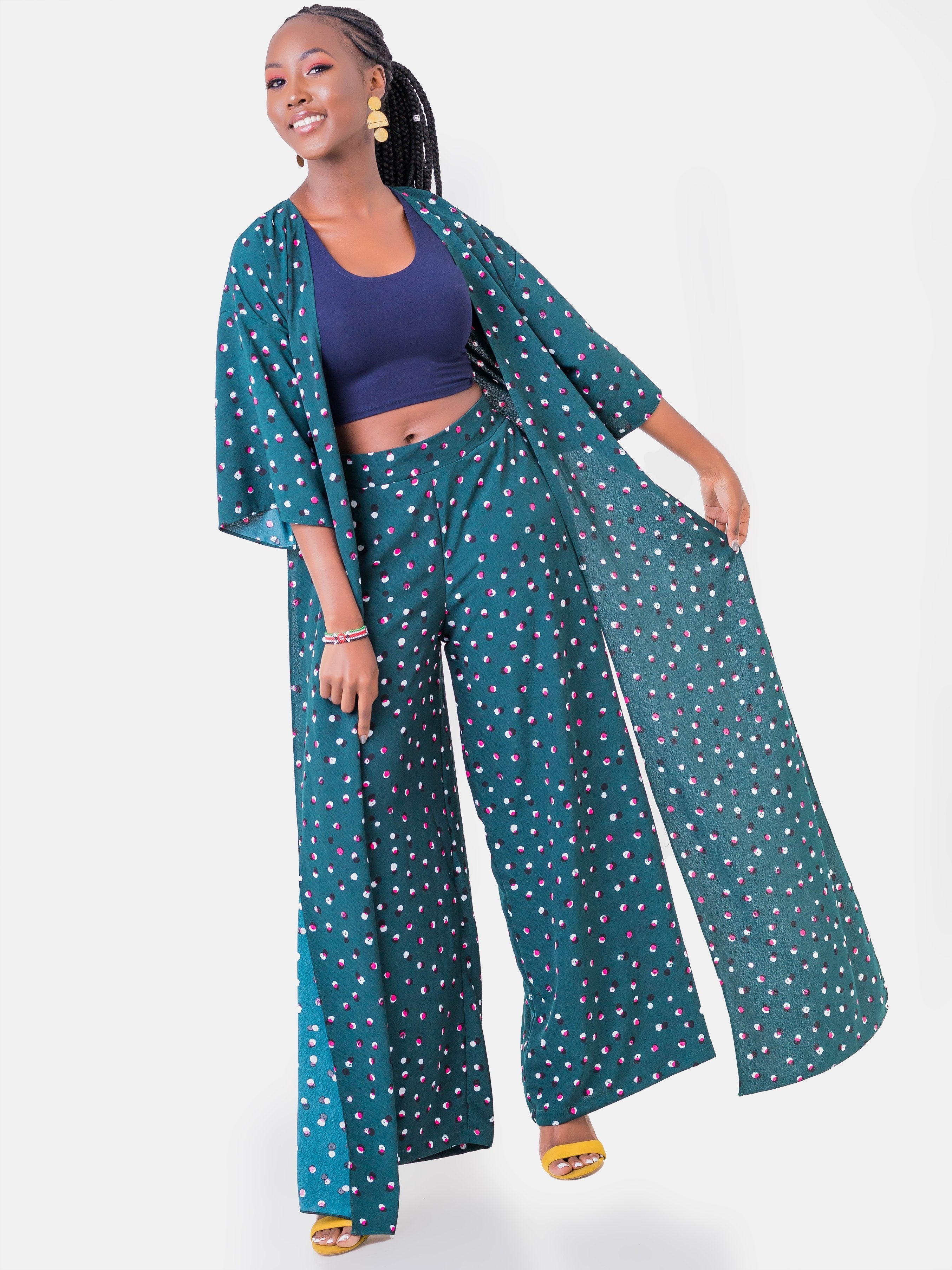 Zetu Reversible Kimono Top - Teal Print - Shop Zetu