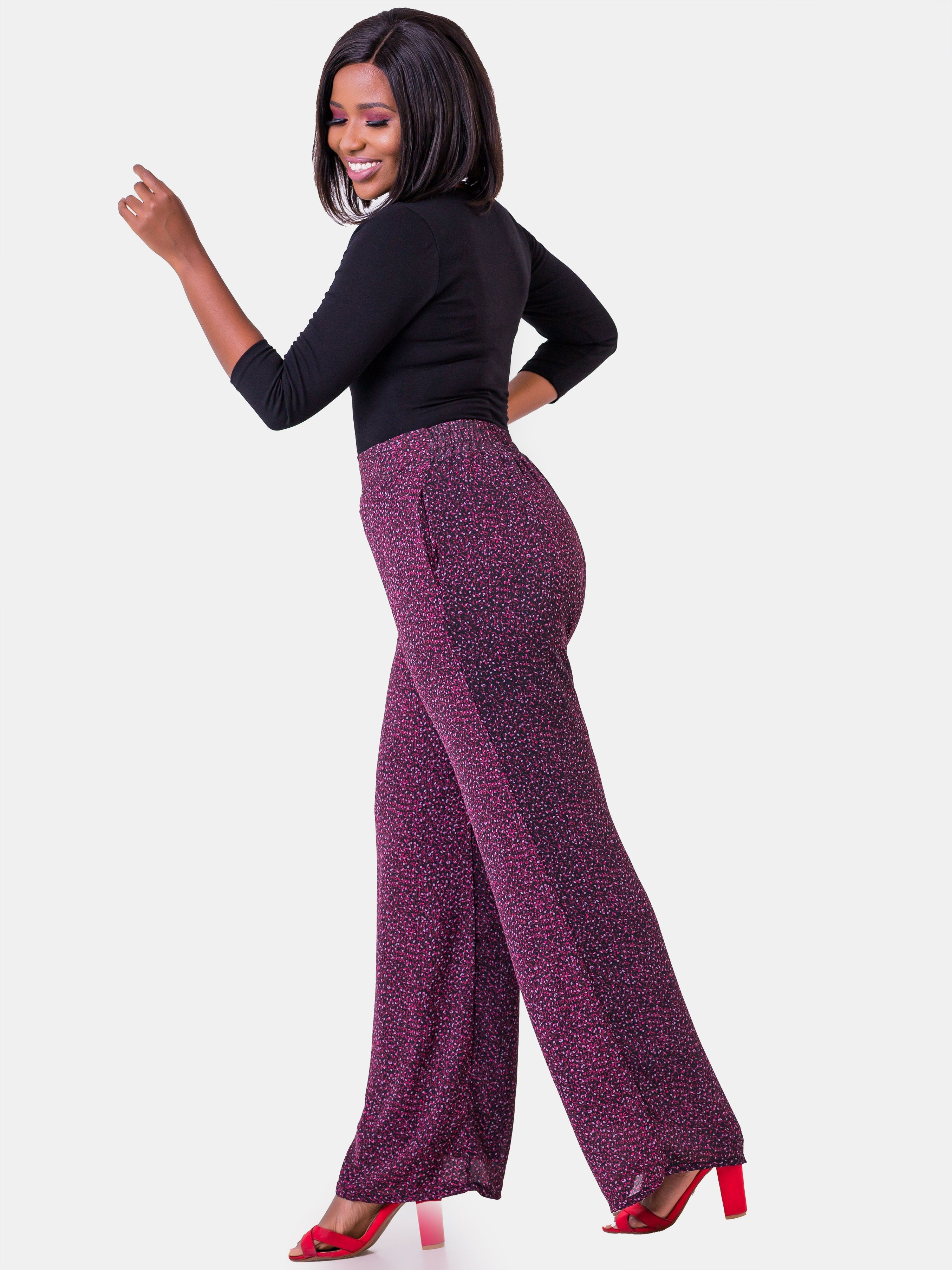 Vivo Nandi Lined Pants - Burgundy Print - Shop Zetu