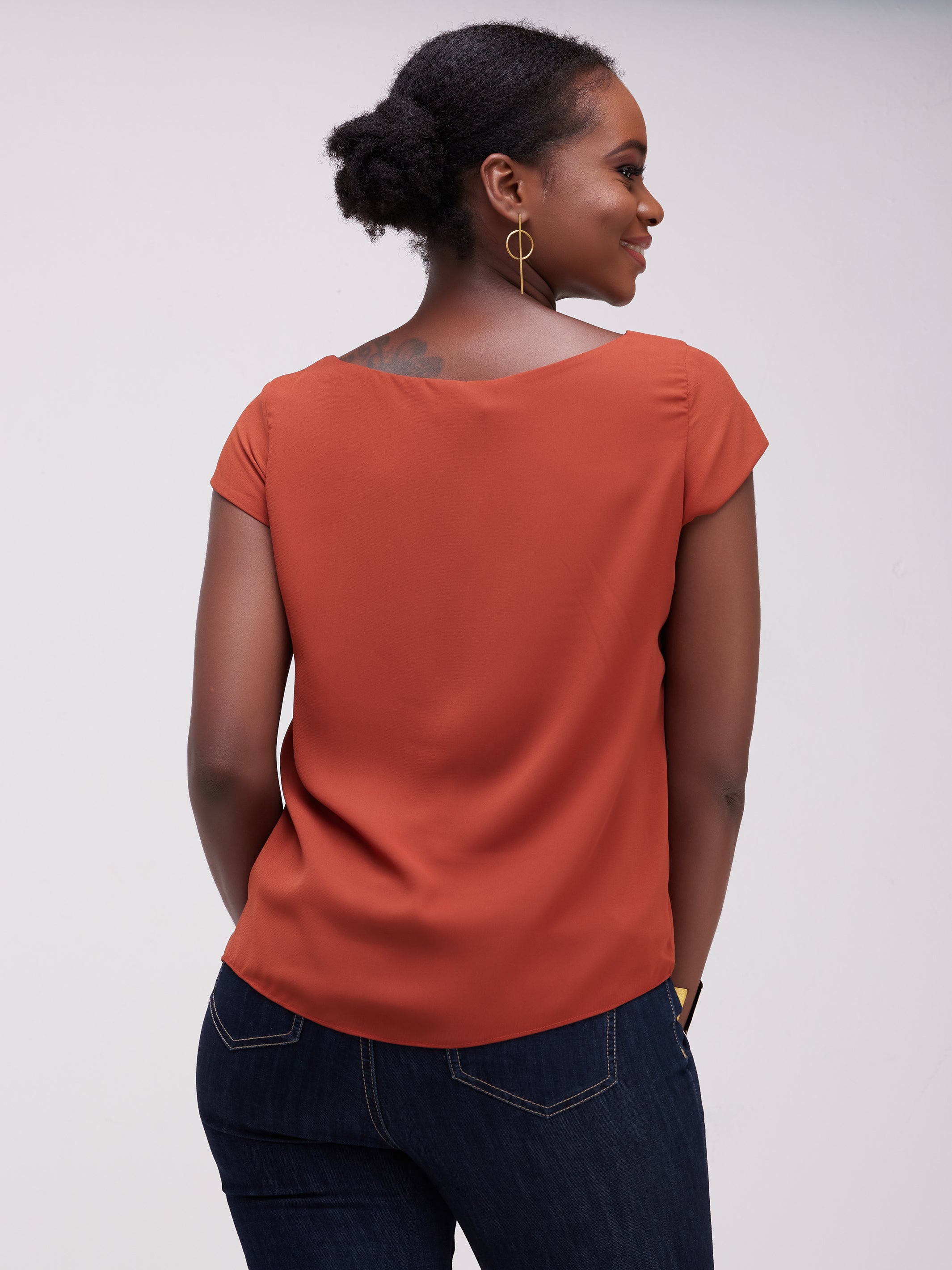 Vivo Basic Cap Sleeve Cory Top - Rust