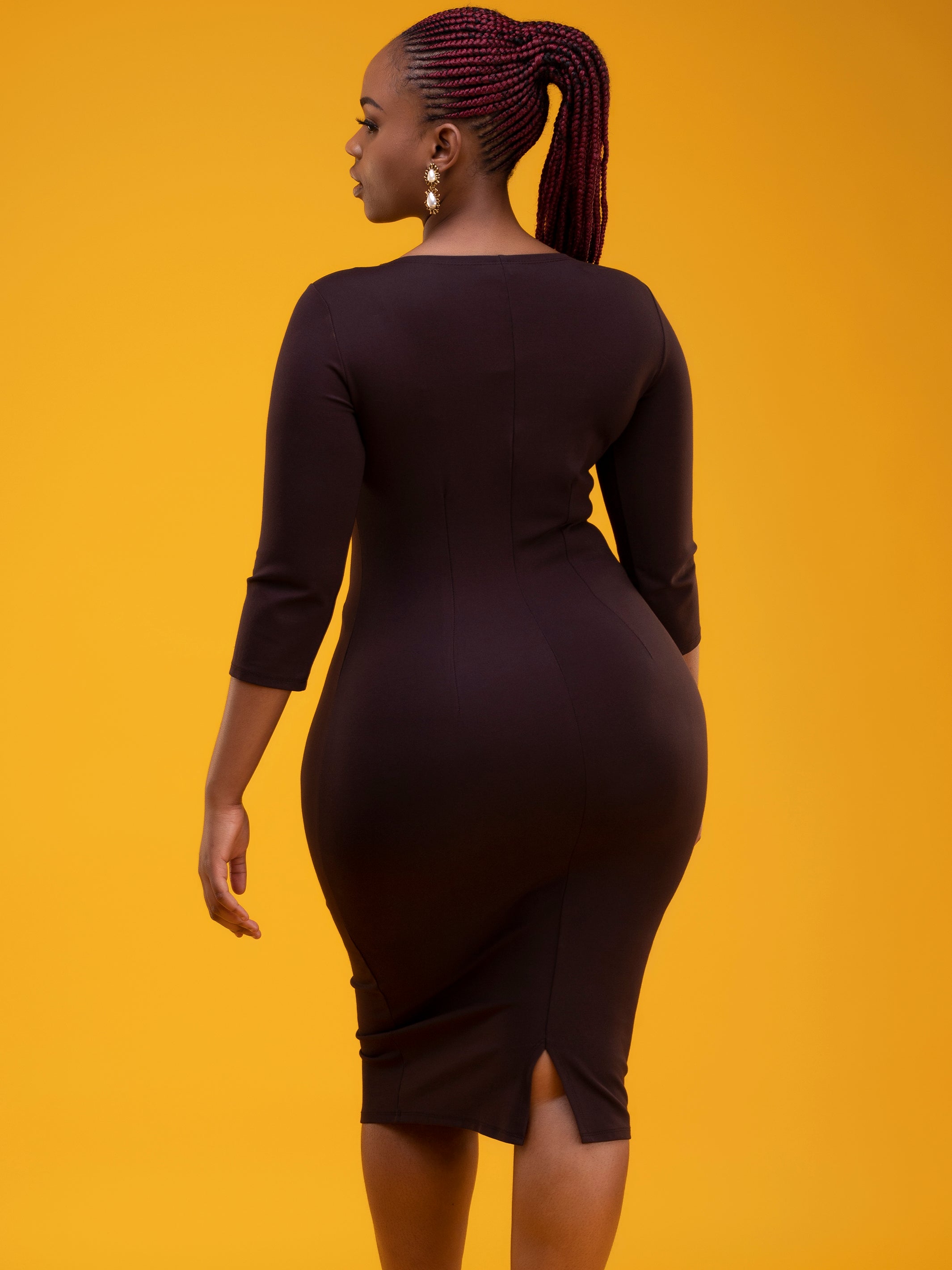 Vivo Dua Sheath Dress - Chocolate Brown