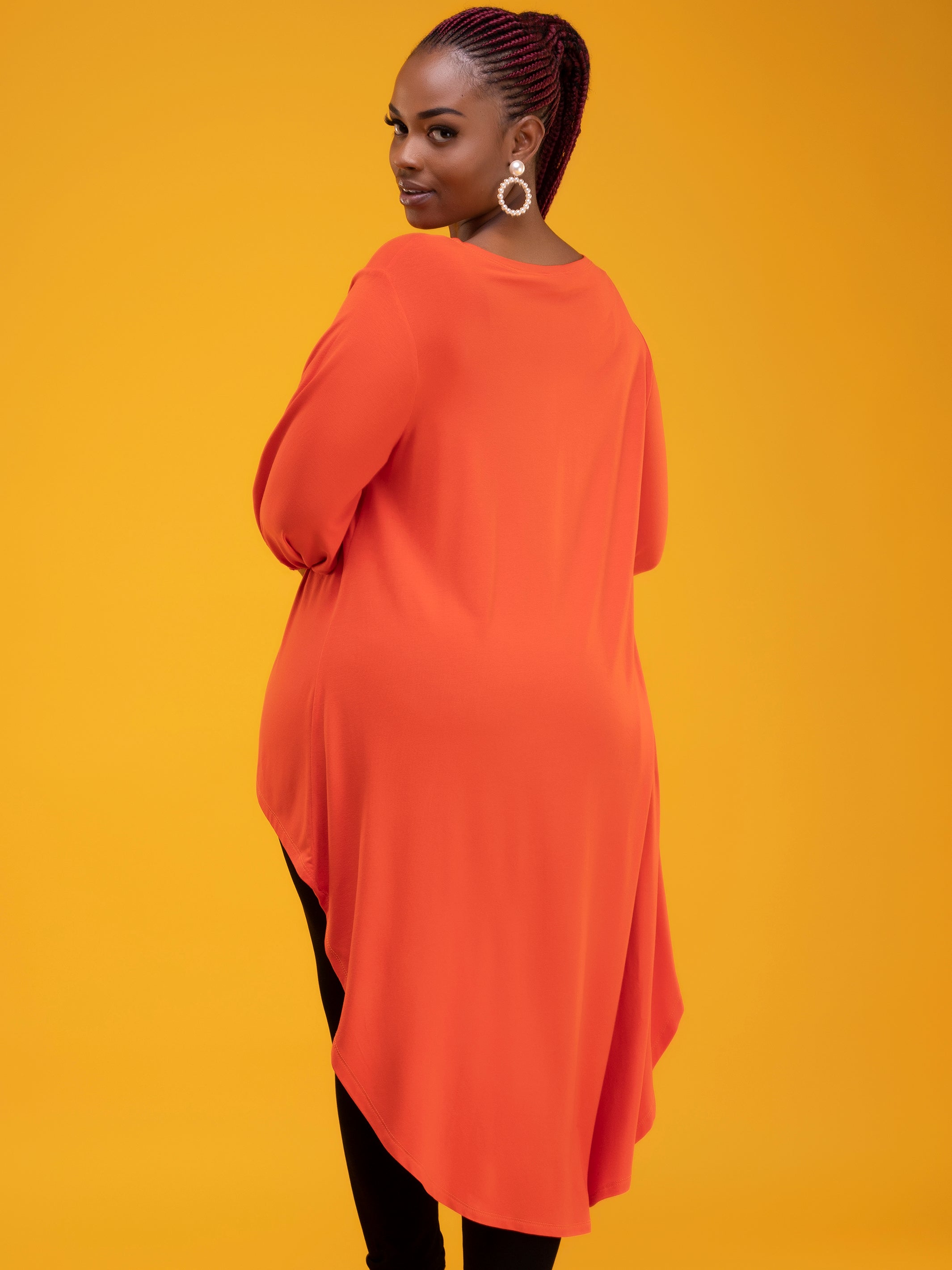 Vivo Basic Nalia High Low Jersey Top - Orange