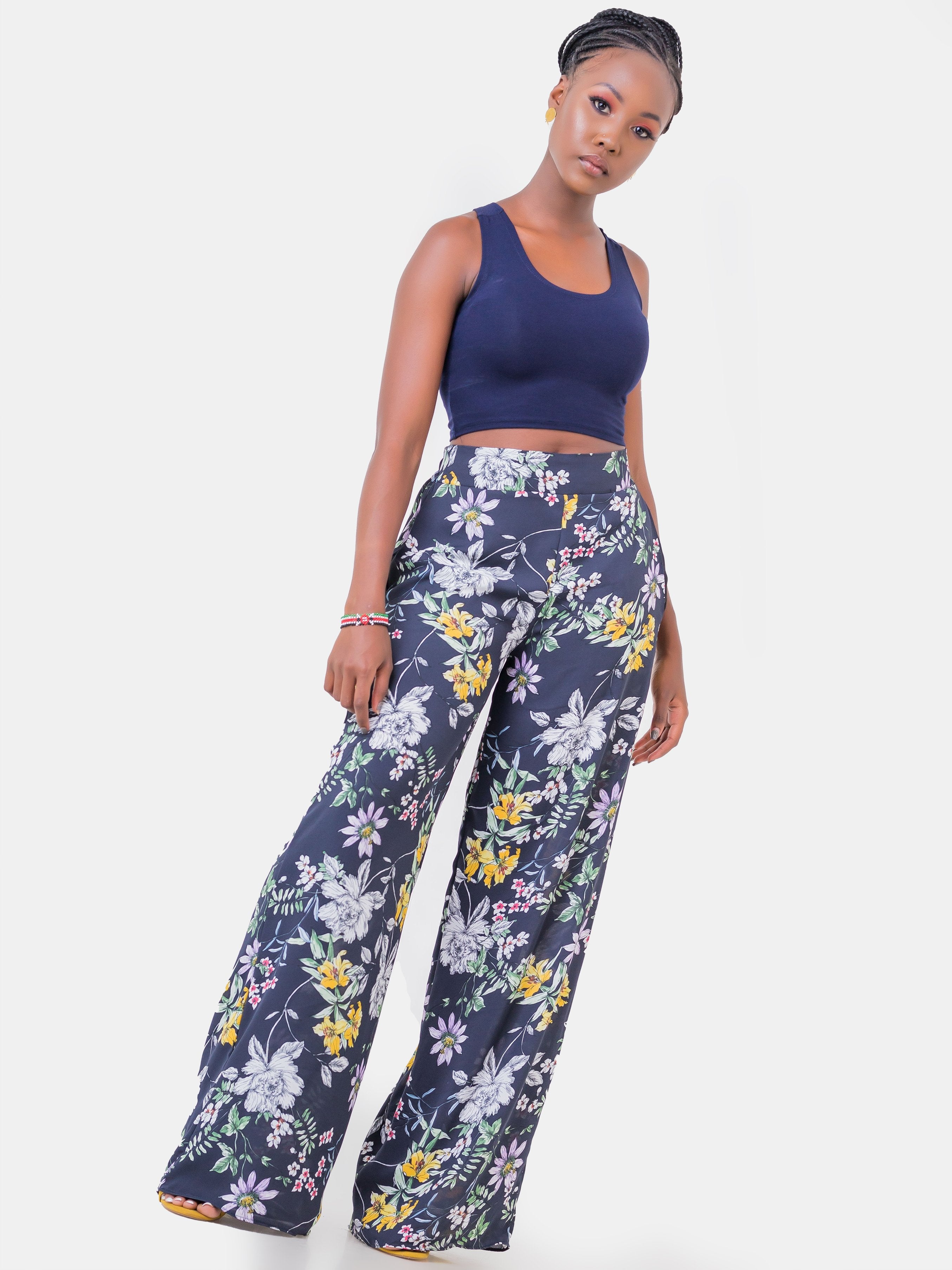 Zetu Crepe Palazzo Pants - Floral Print - Shop Zetu