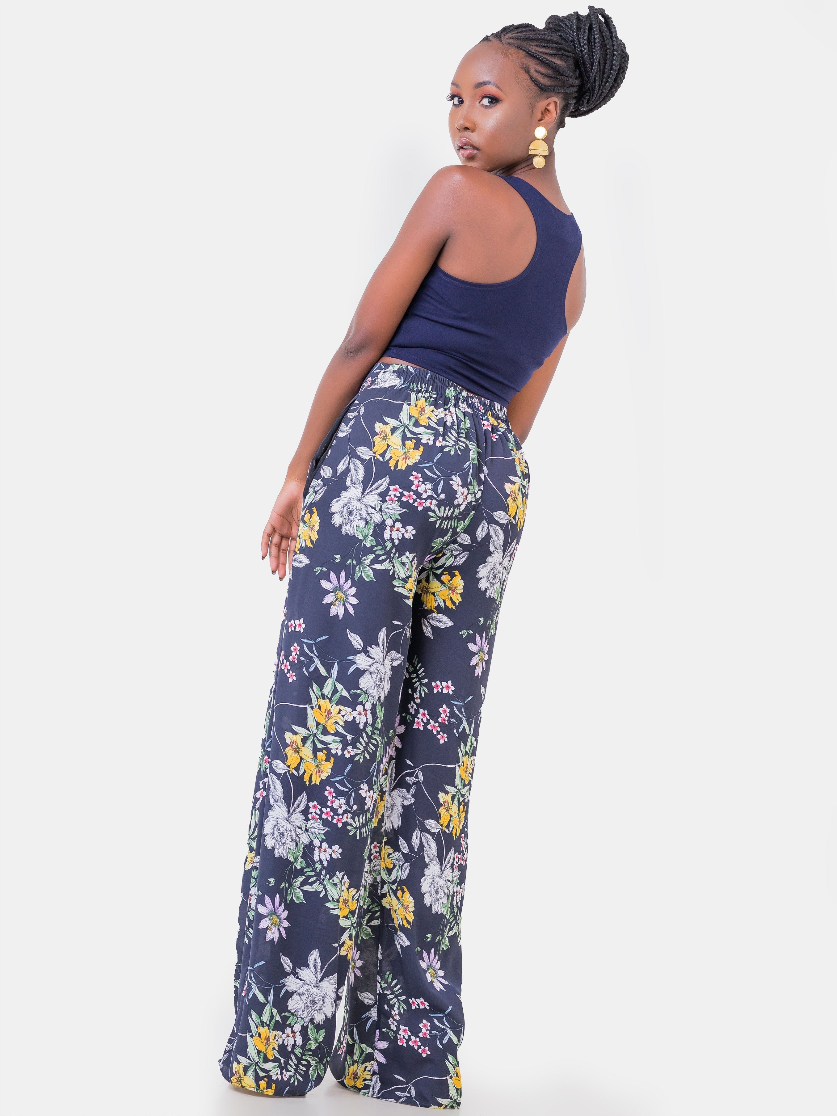 Zetu Crepe Palazzo Pants - Floral Print - Shop Zetu