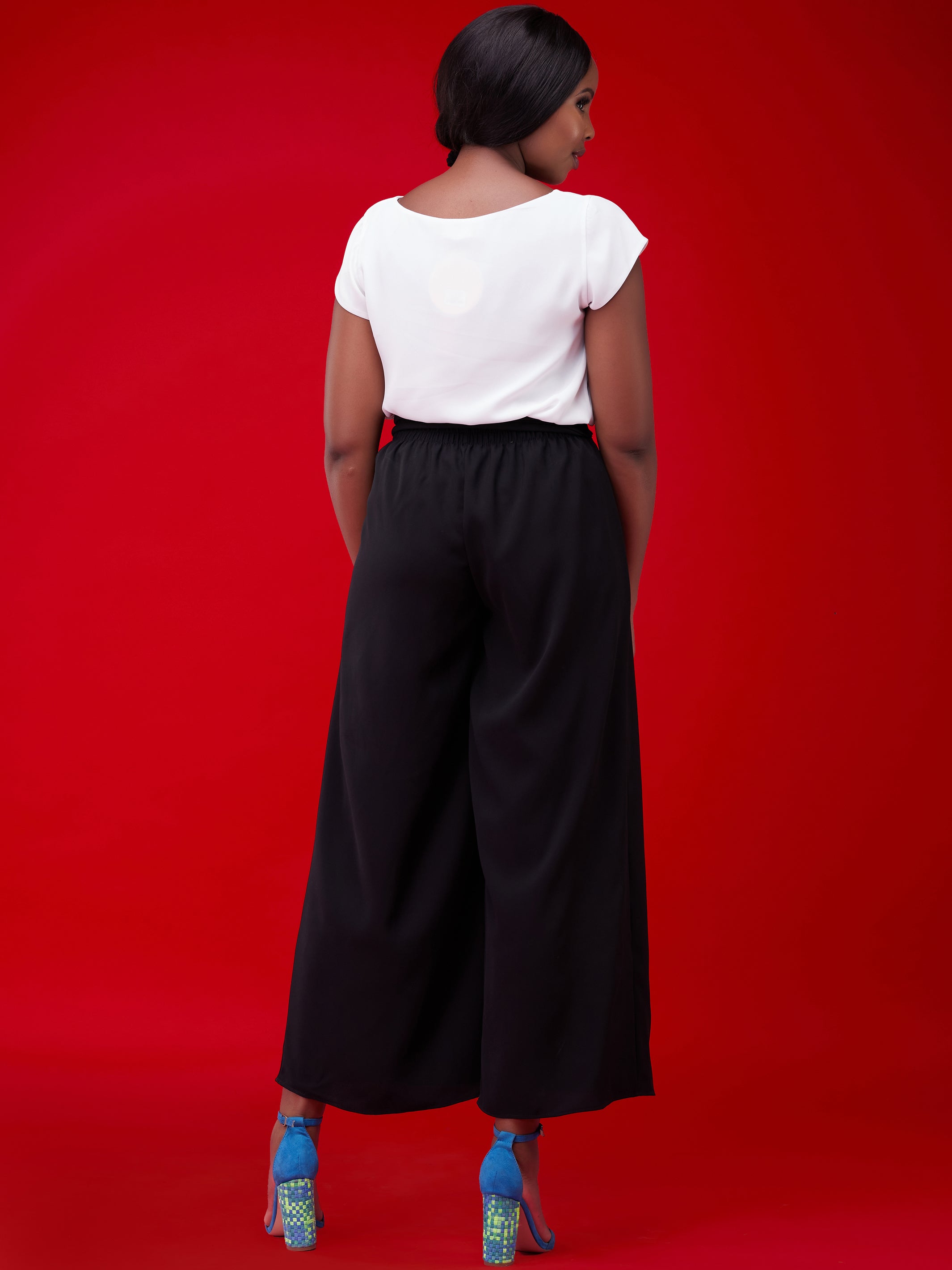 Vivo Bissa Wide Leg Crepe Pants - Black