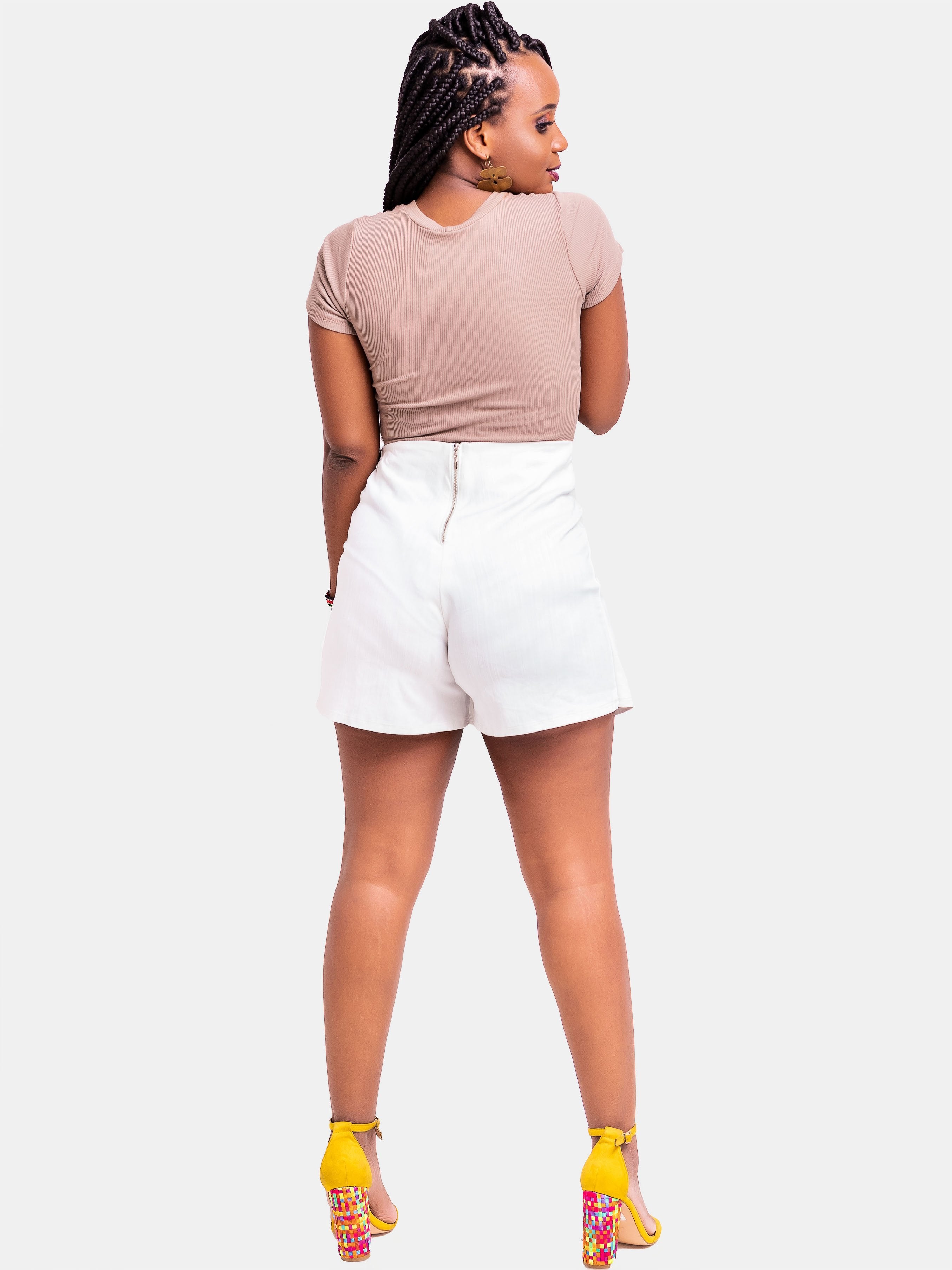 Zetu Denim Skorts - White - Shop Zetu