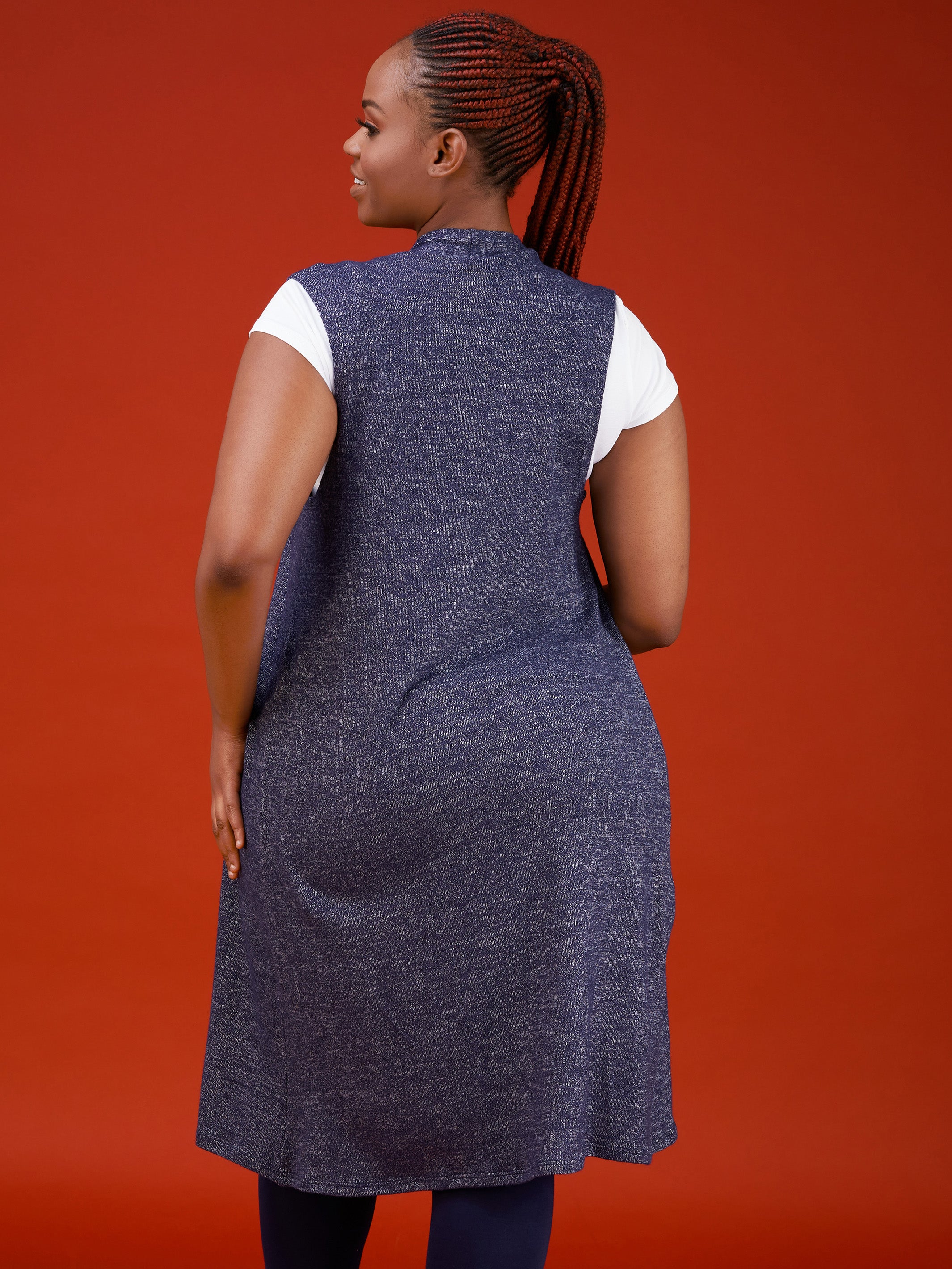 Vivo Basic Sleeveless Sweater Waterfall - Navy Blue