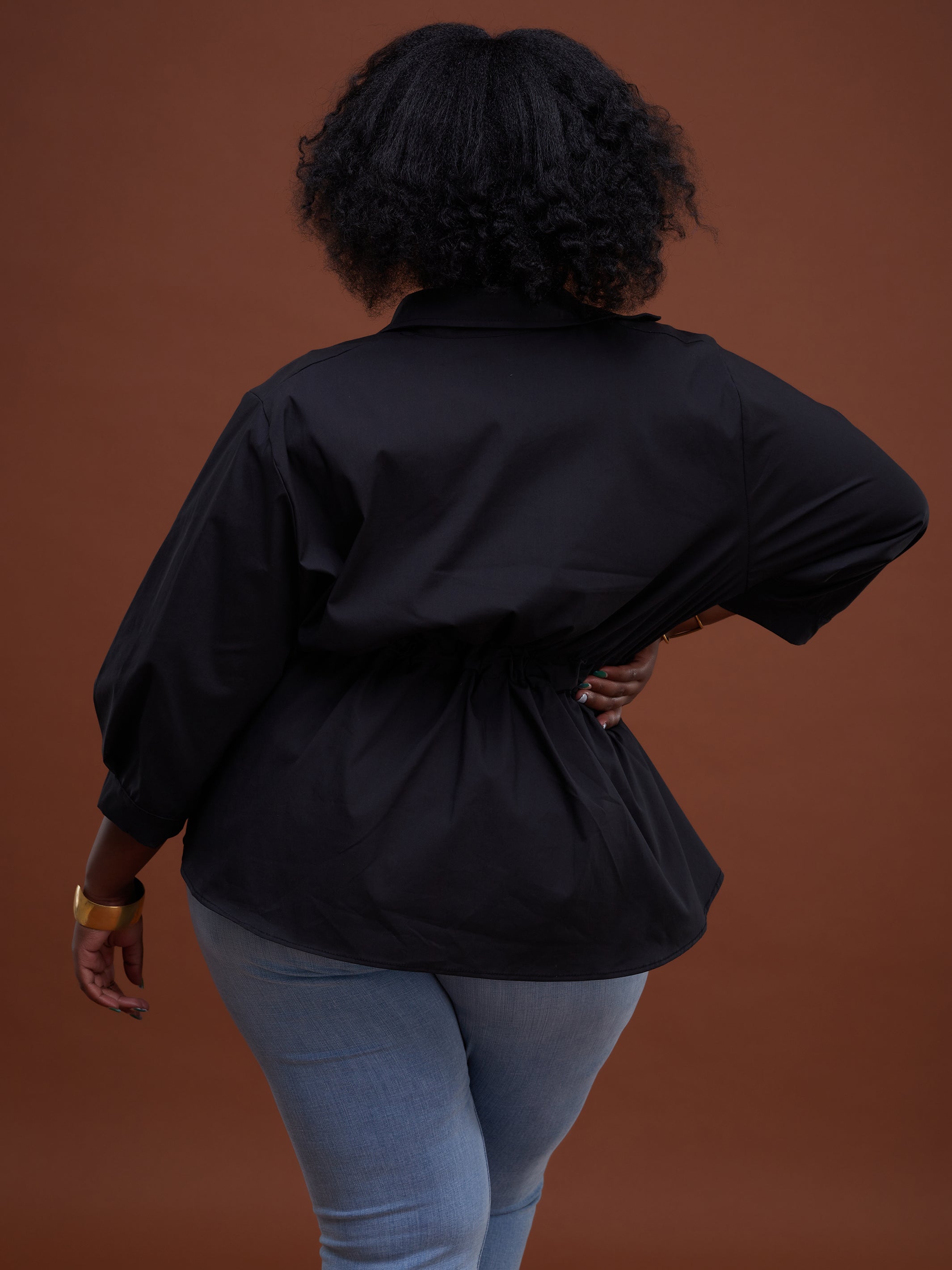 Safari Huru Peplum Shacket - Black