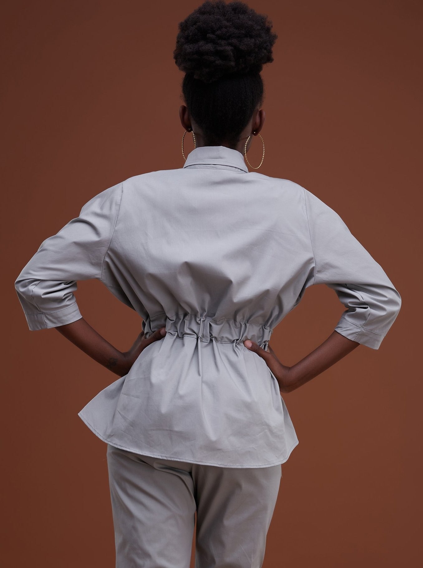 Safari Huru Peplum Shacket - Light Grey