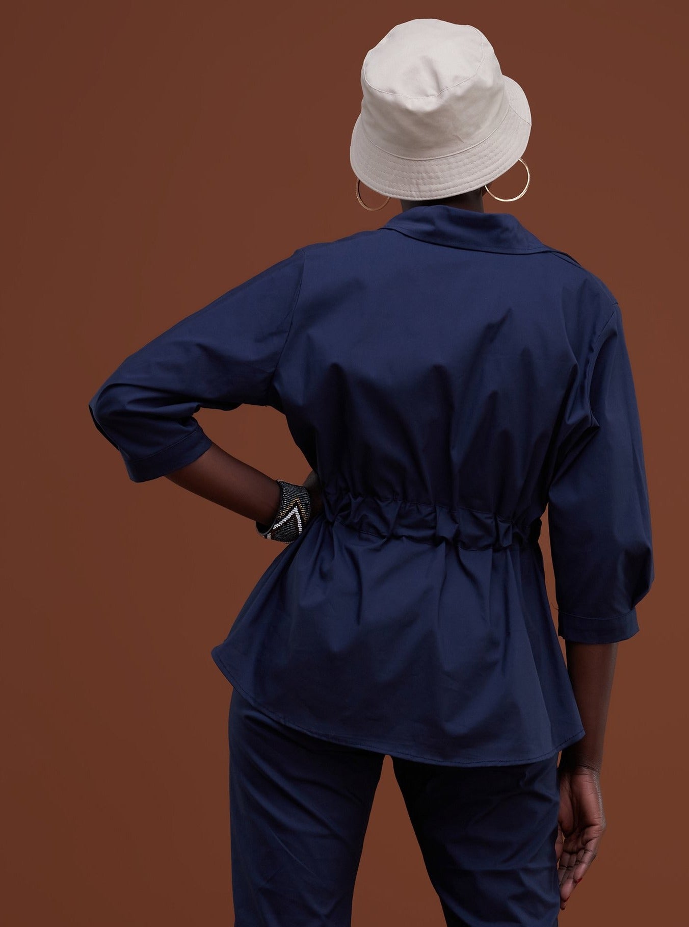Safari Huru Peplum Shacket - Navy Blue