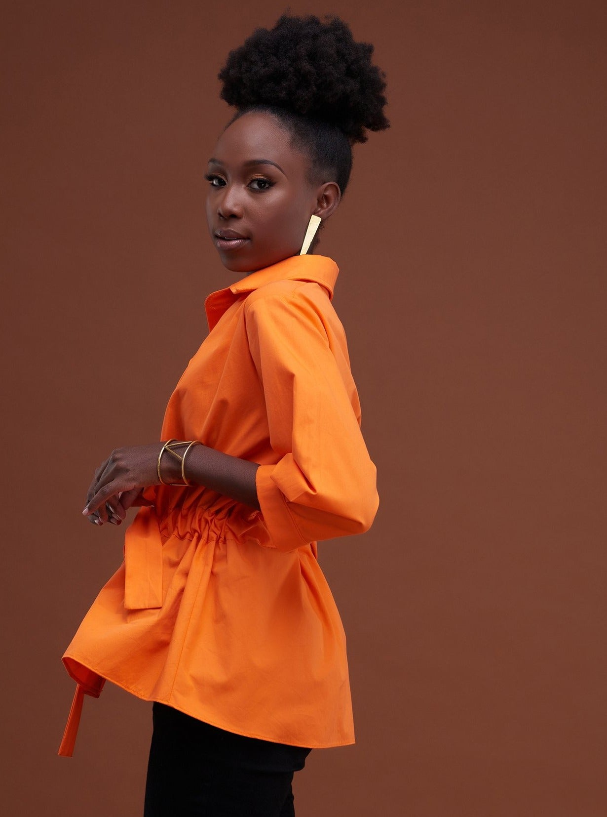 Safari Huru Peplum Shacket - Orange