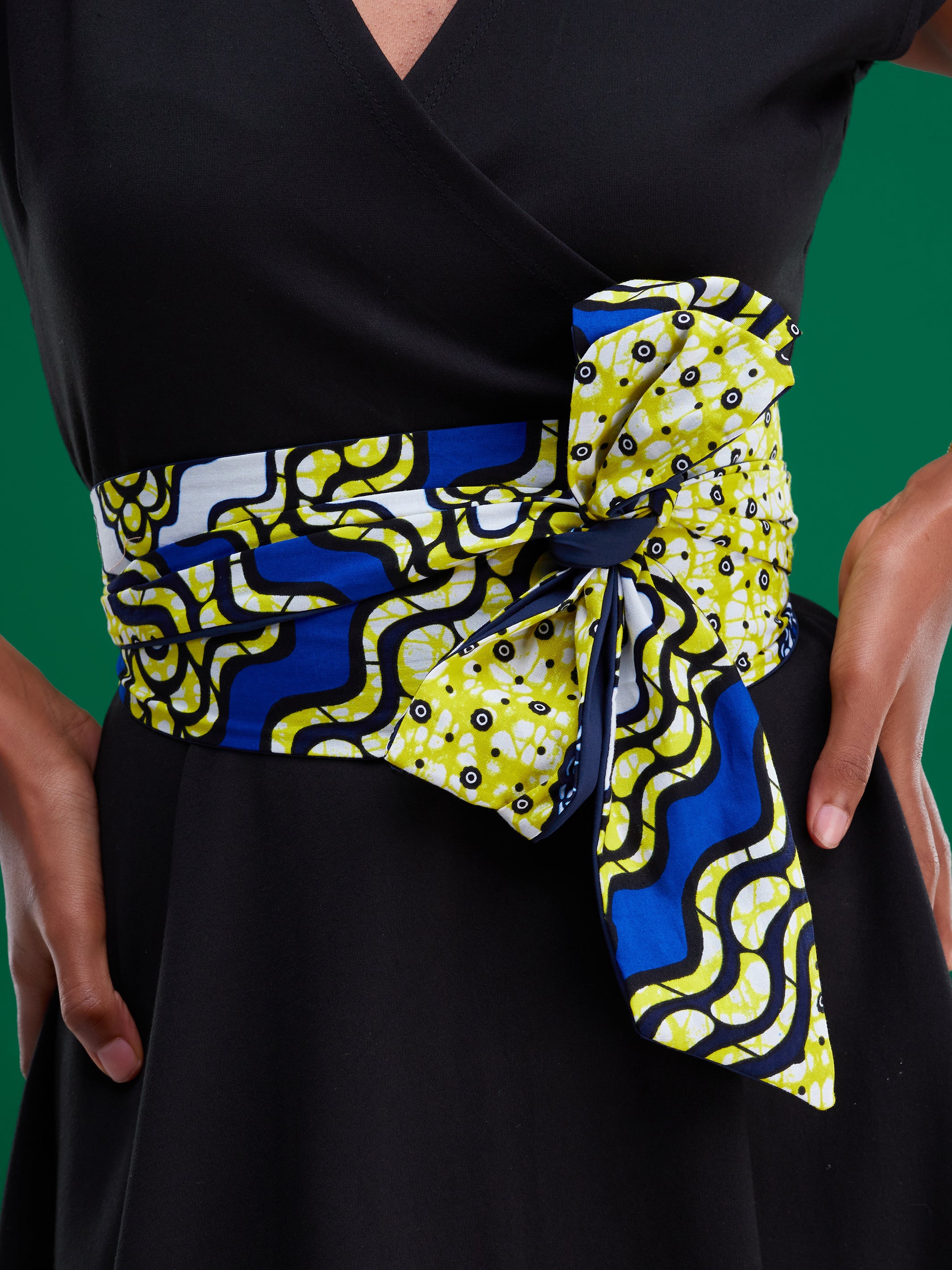 Safari Huru Belt - Navy / Yellow Print