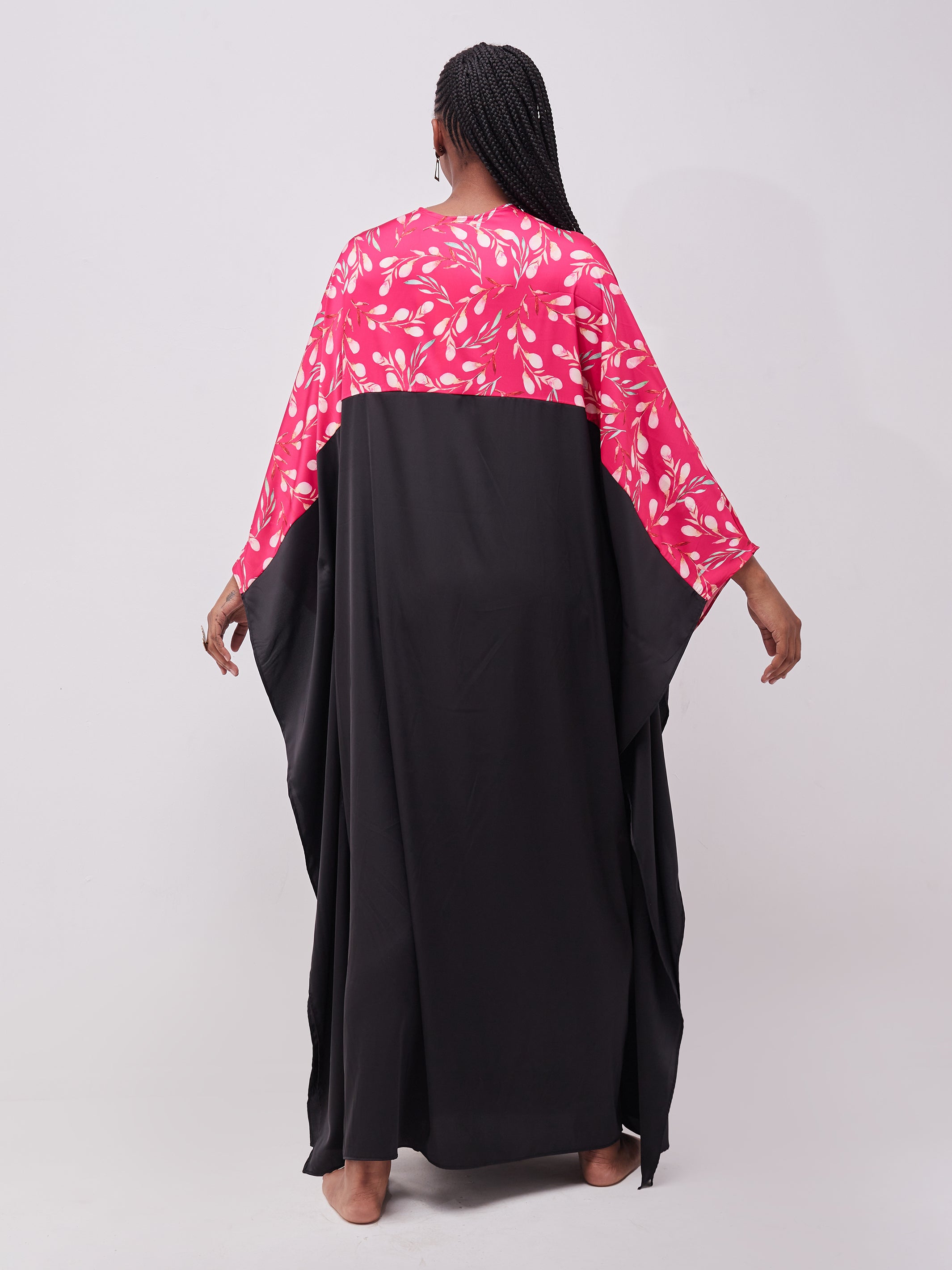 Vivo Muna Chiffon Maxi Cover-Up - Black / Pink Print