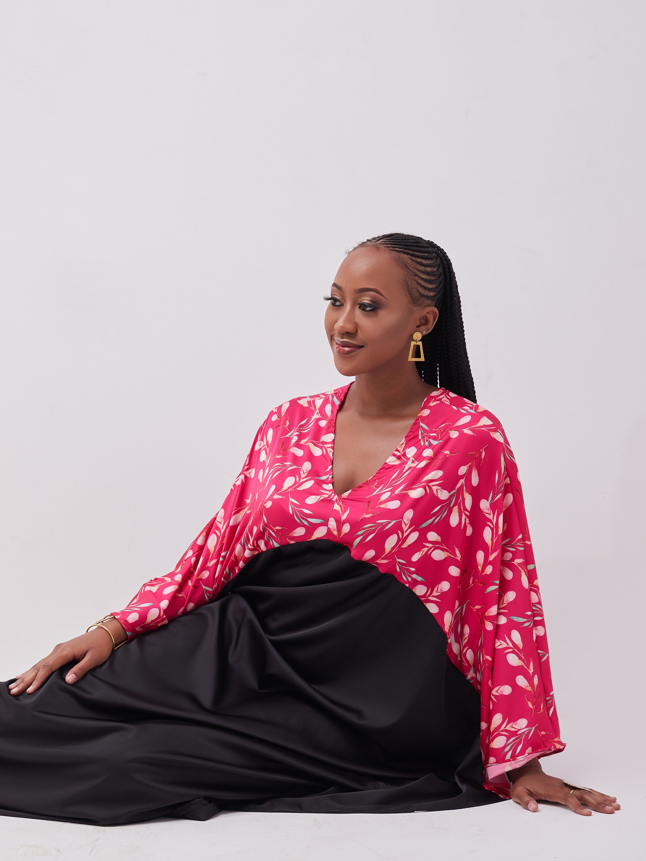 Vivo Muna Chiffon Maxi Cover-Up - Black / Pink Print