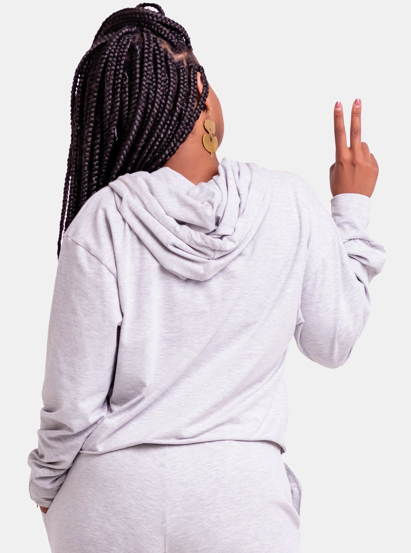Vivo Tulia Jersey Crop Hoodie - Grey