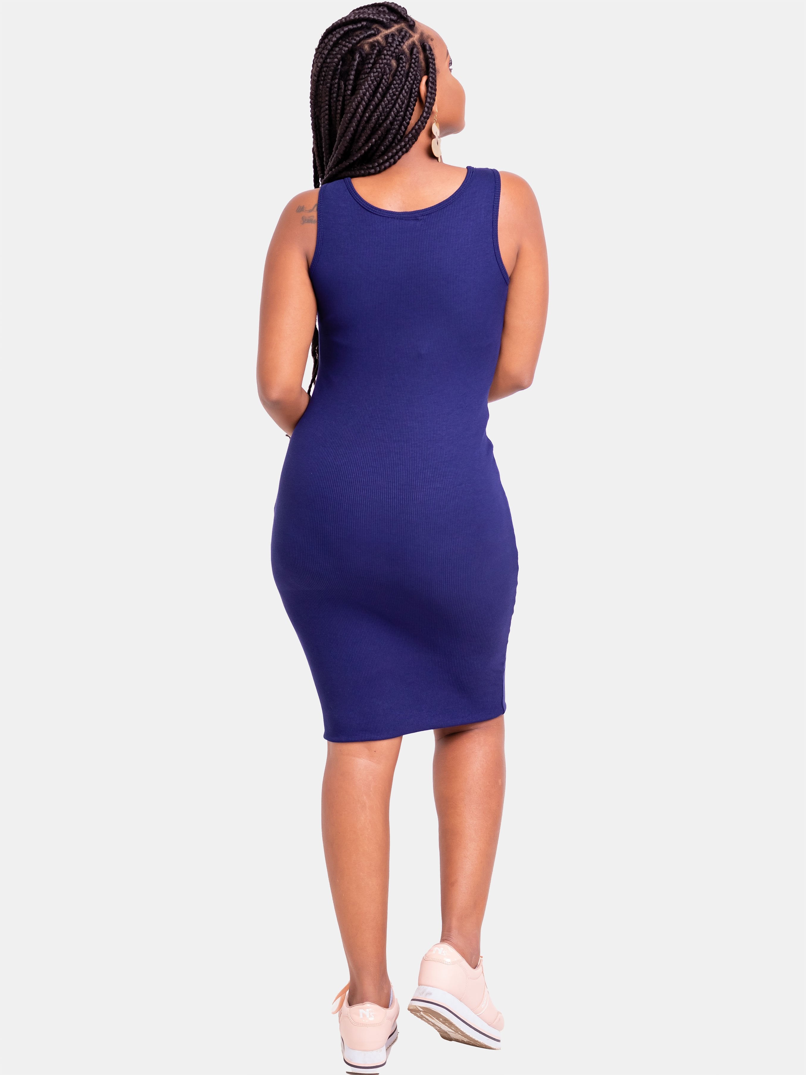 Zetu Tulia Ribbed Double Layered Bodycon - Navy Blue - Shop Zetu