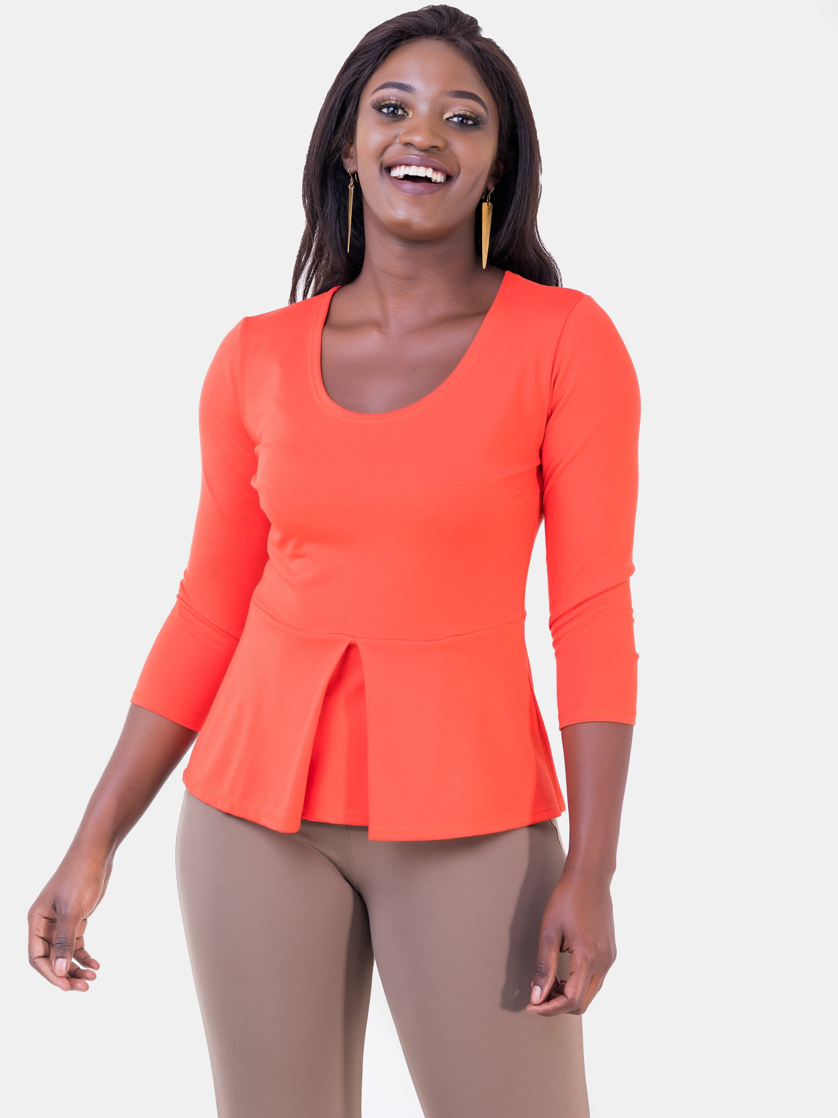 Vivo Amber Front Pleat Top - Orange - Shop Zetu