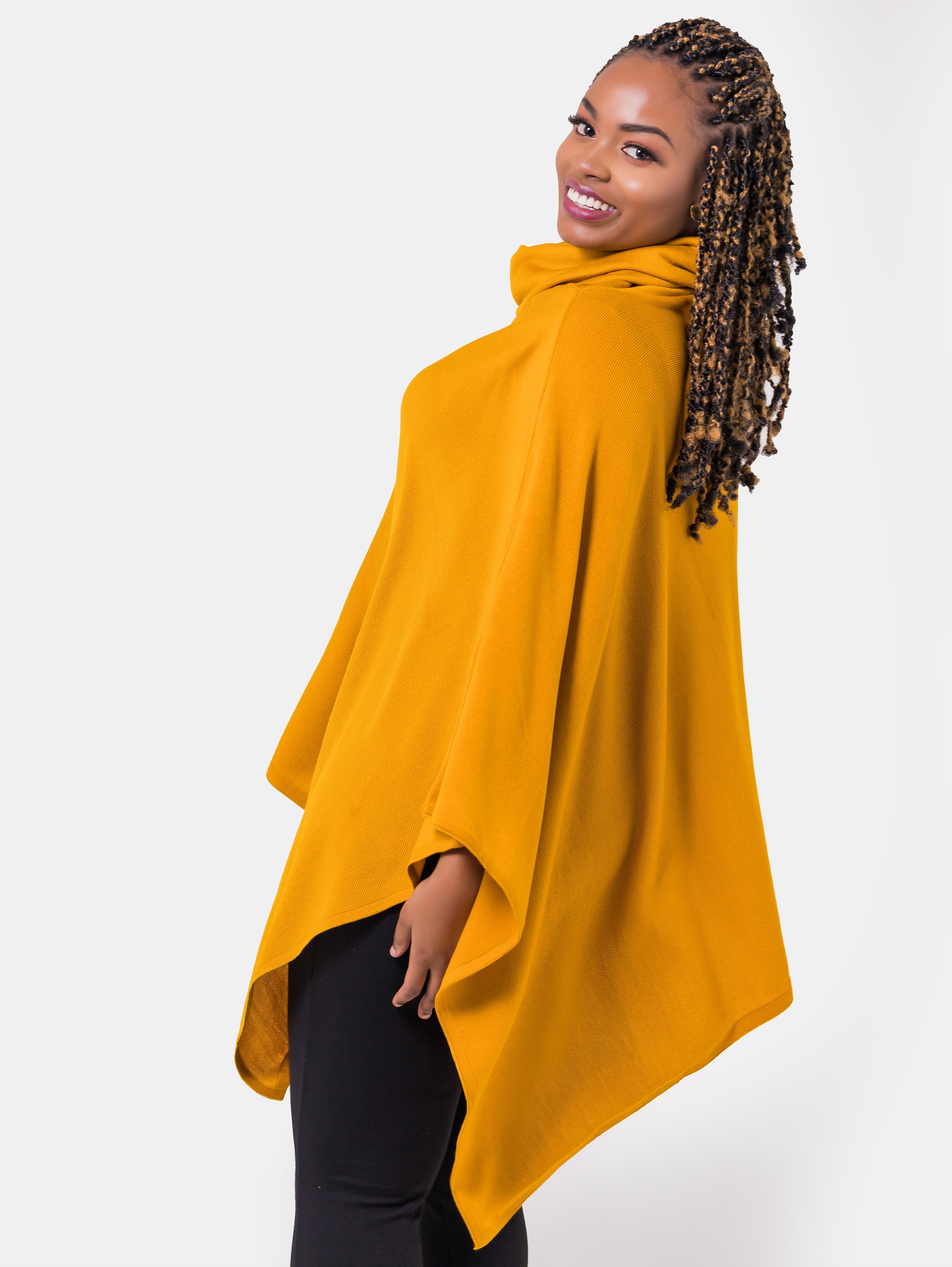 Vivo Basic Asymmetric Poncho - Mustard