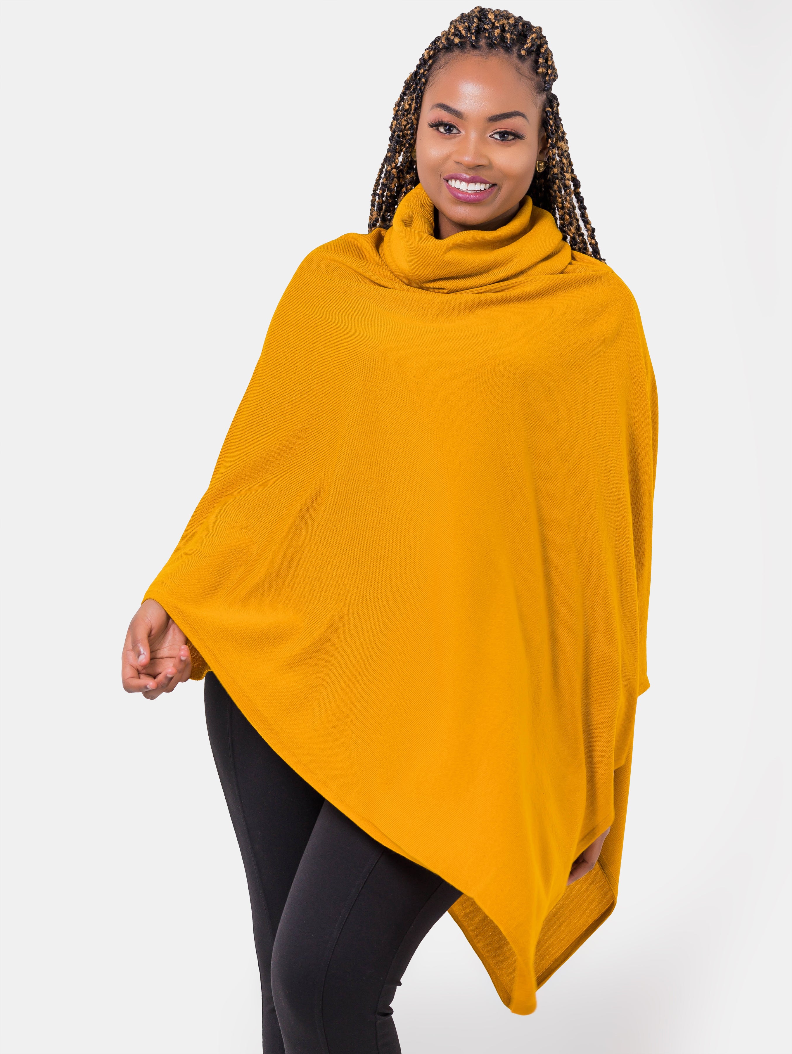 Vivo Basic Asymmetric Poncho - Mustard