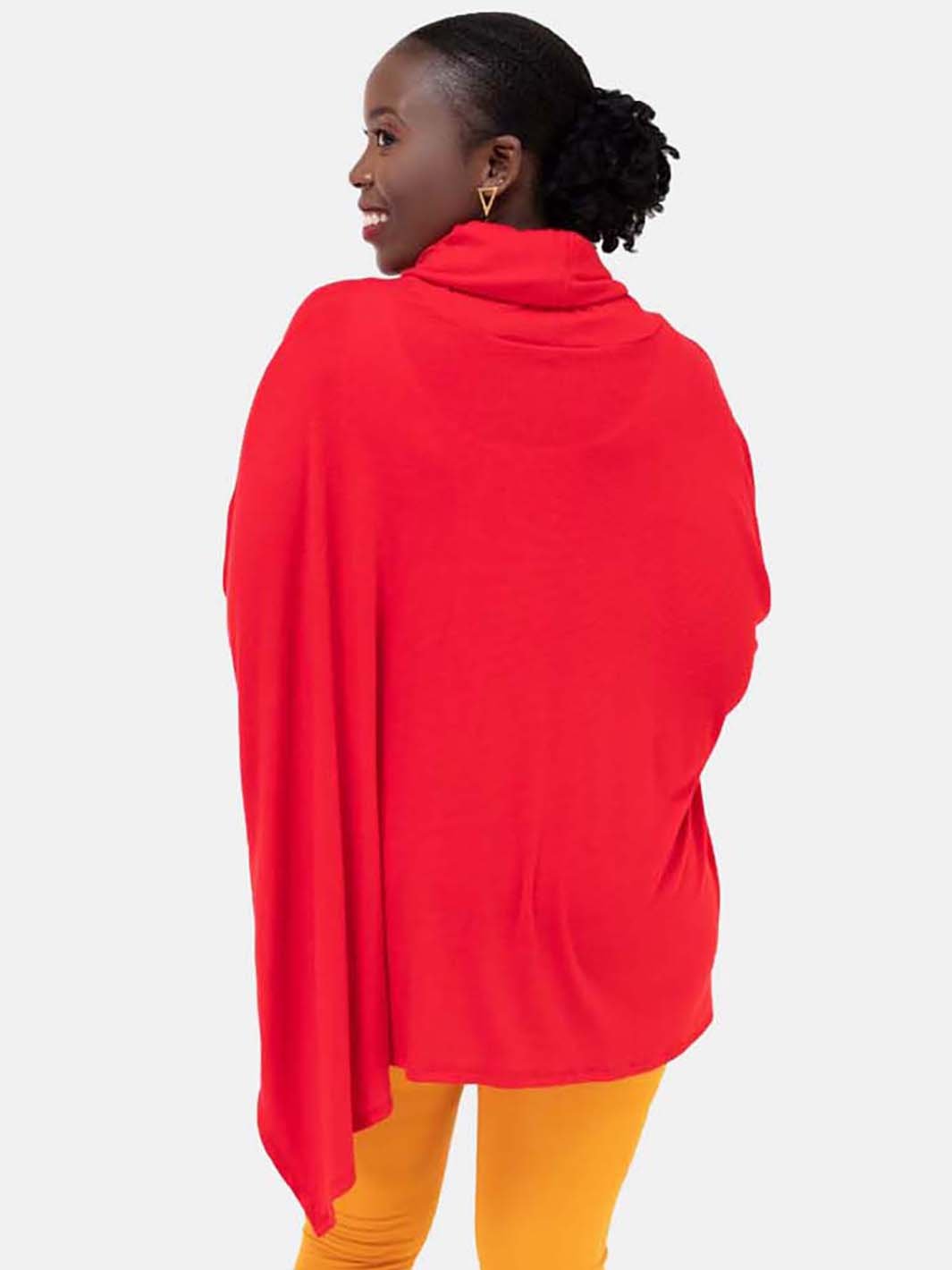 Vivo Asymmetric Poncho - Red - Shop Zetu