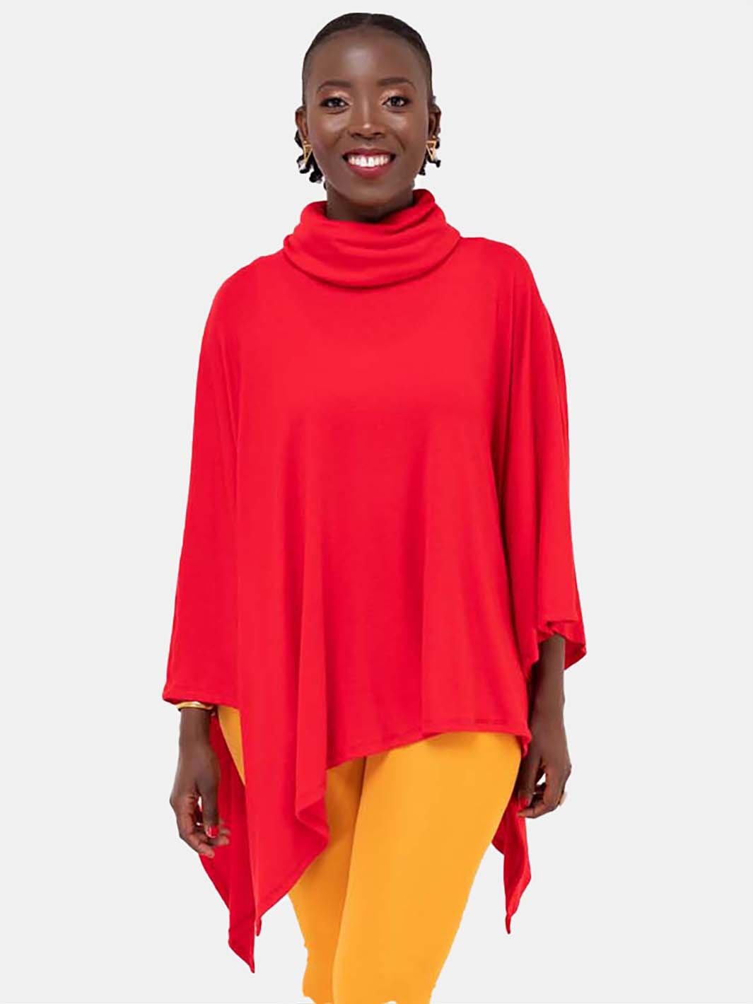 Vivo Asymmetric Poncho - Red - Shop Zetu