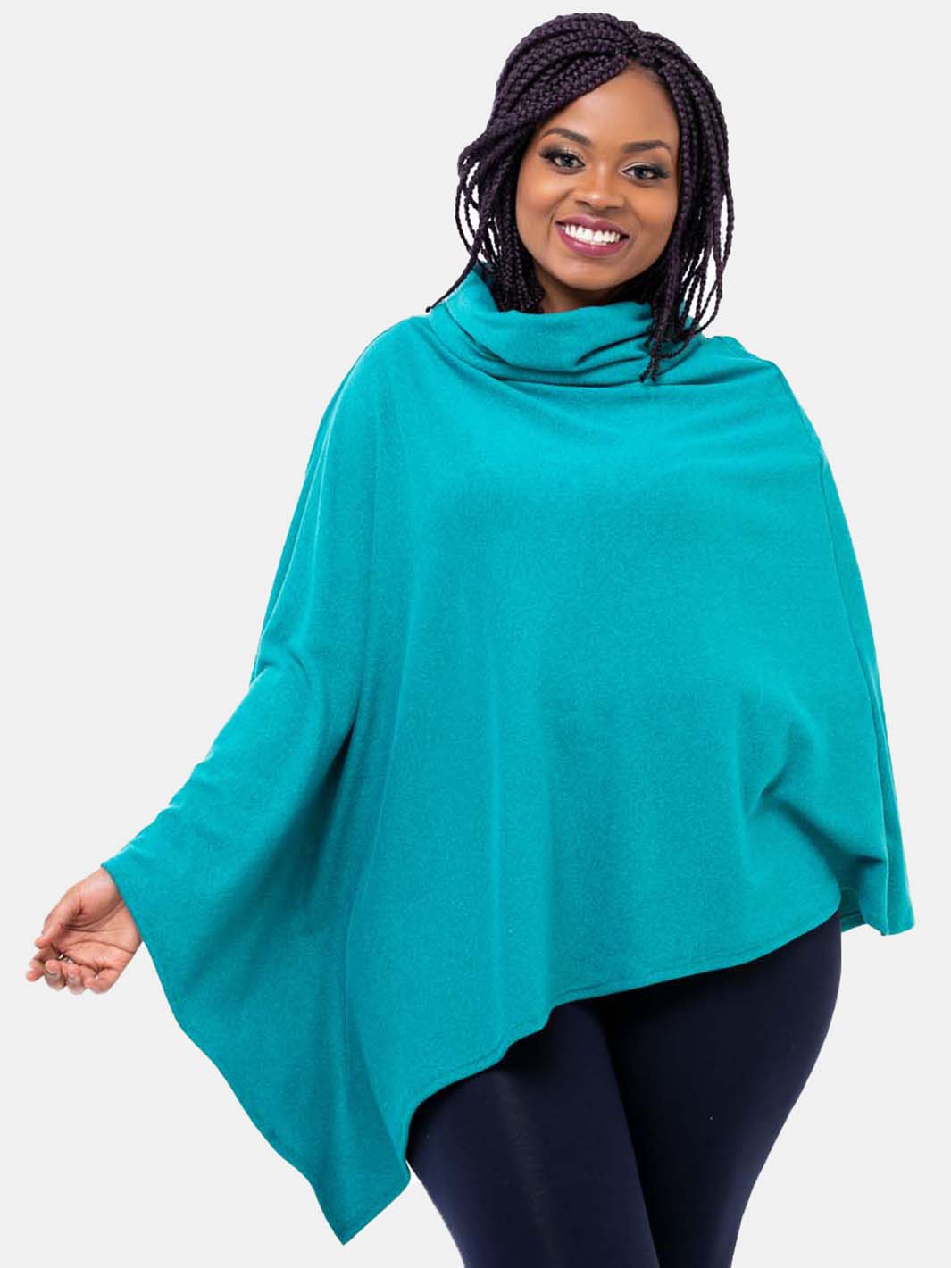 Vivo Basic Asymmetric Poncho - Green