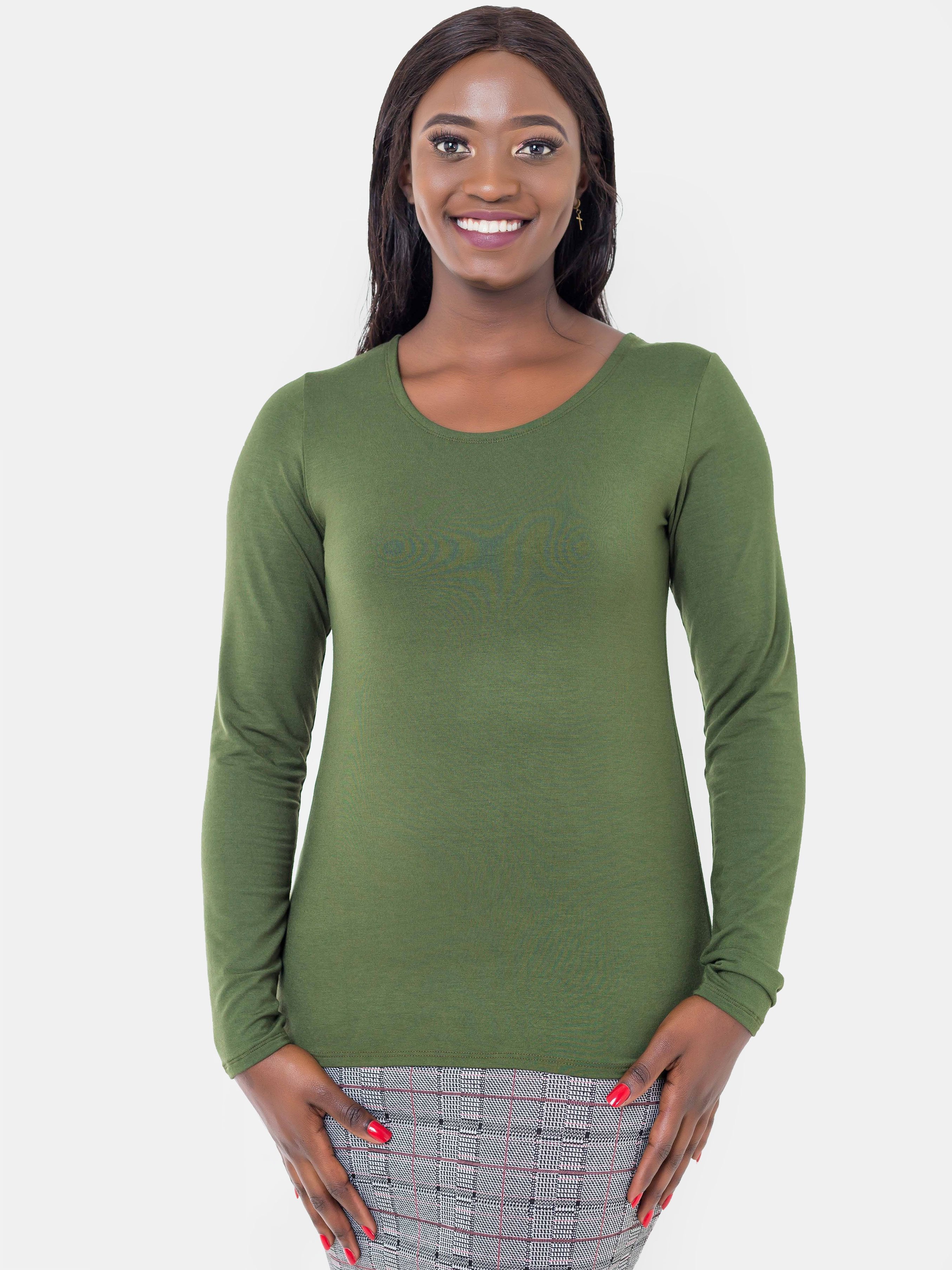 Vivo Long Sleeved T-Shirt - Green - Shop Zetu