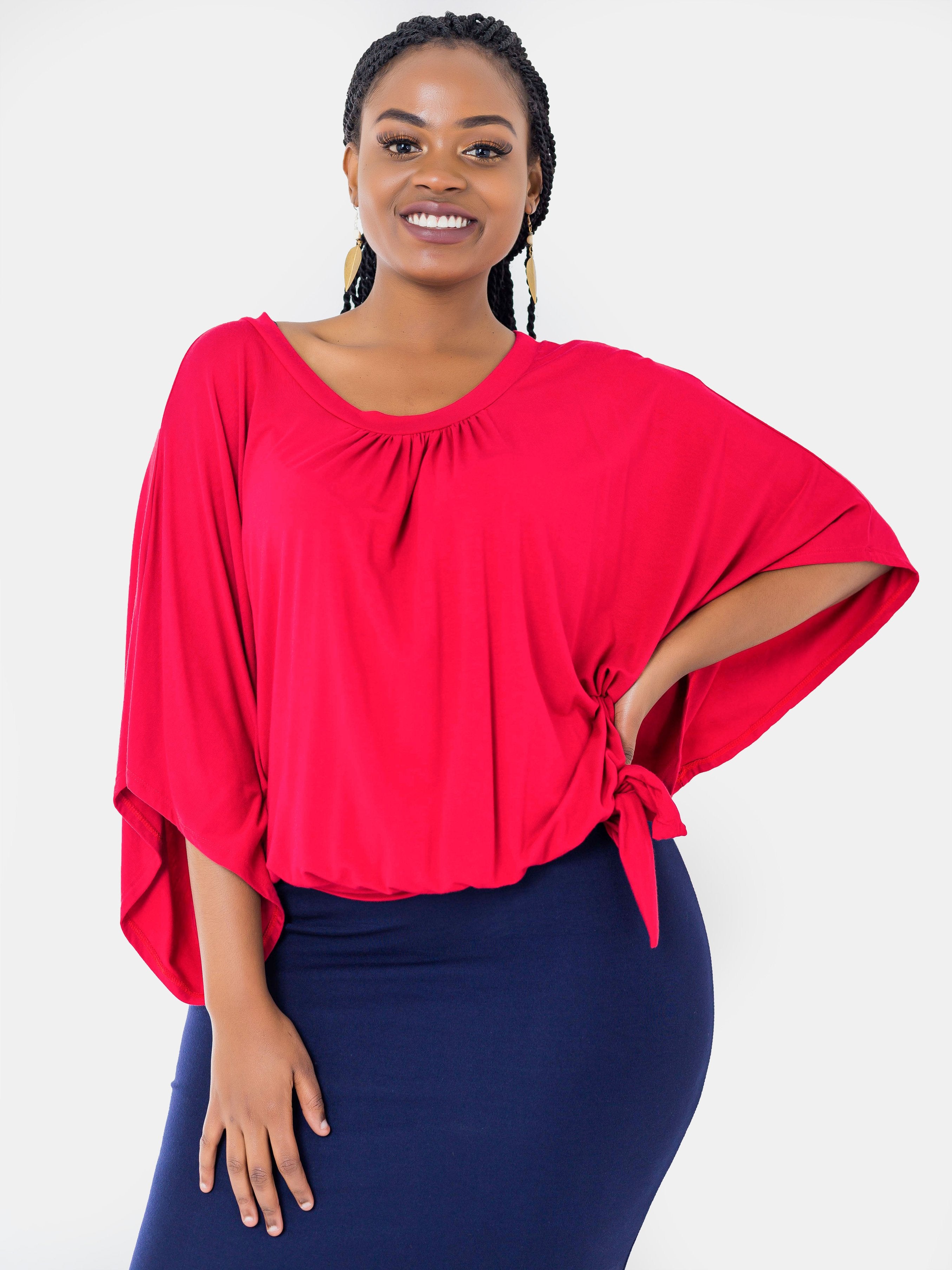 Vivo Cassandra Side Tie Top - Red (Special Offer) - Shop Zetu