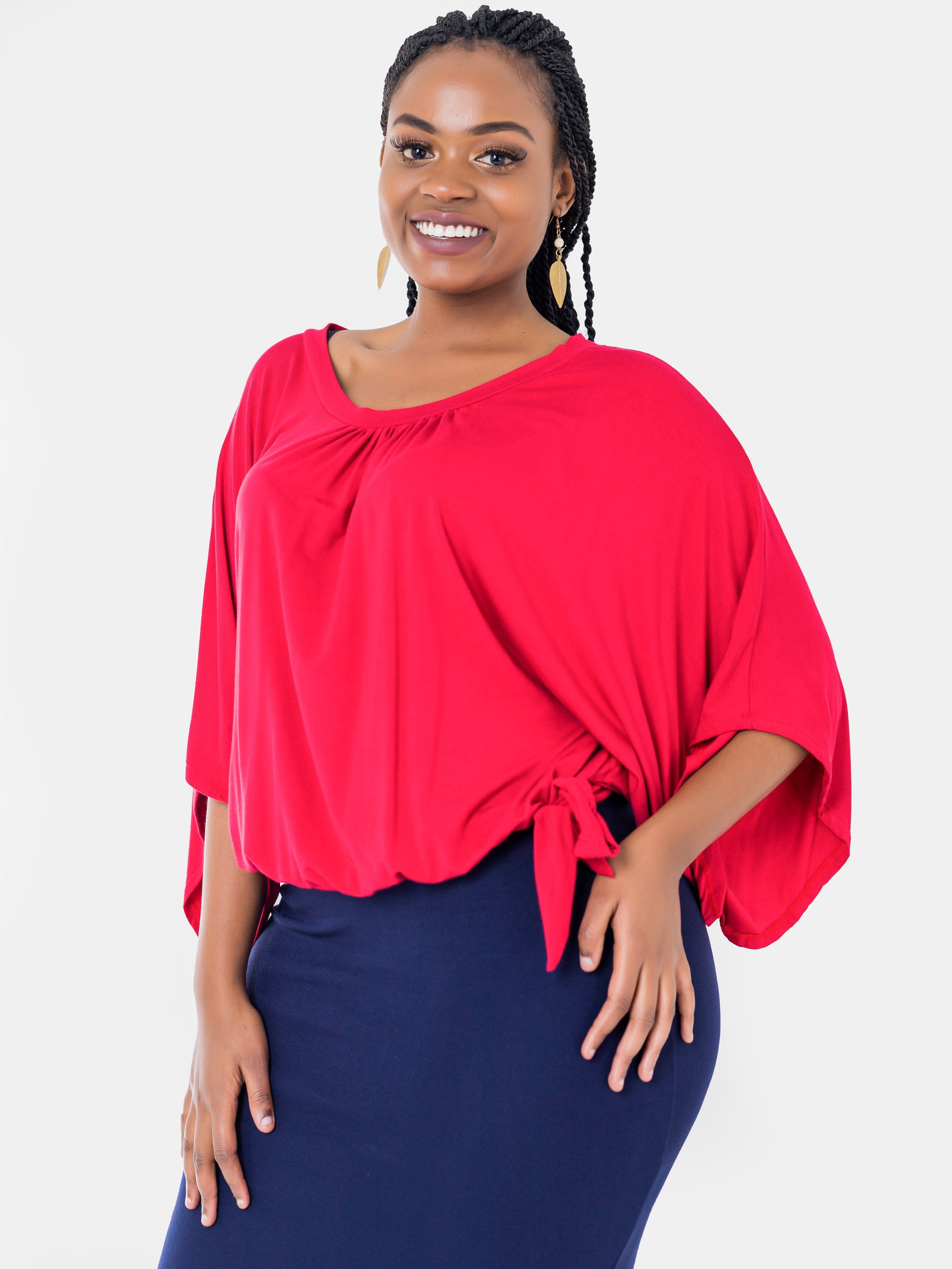 Vivo Cassandra Side Tie Top - Red (Special Offer) - Shop Zetu