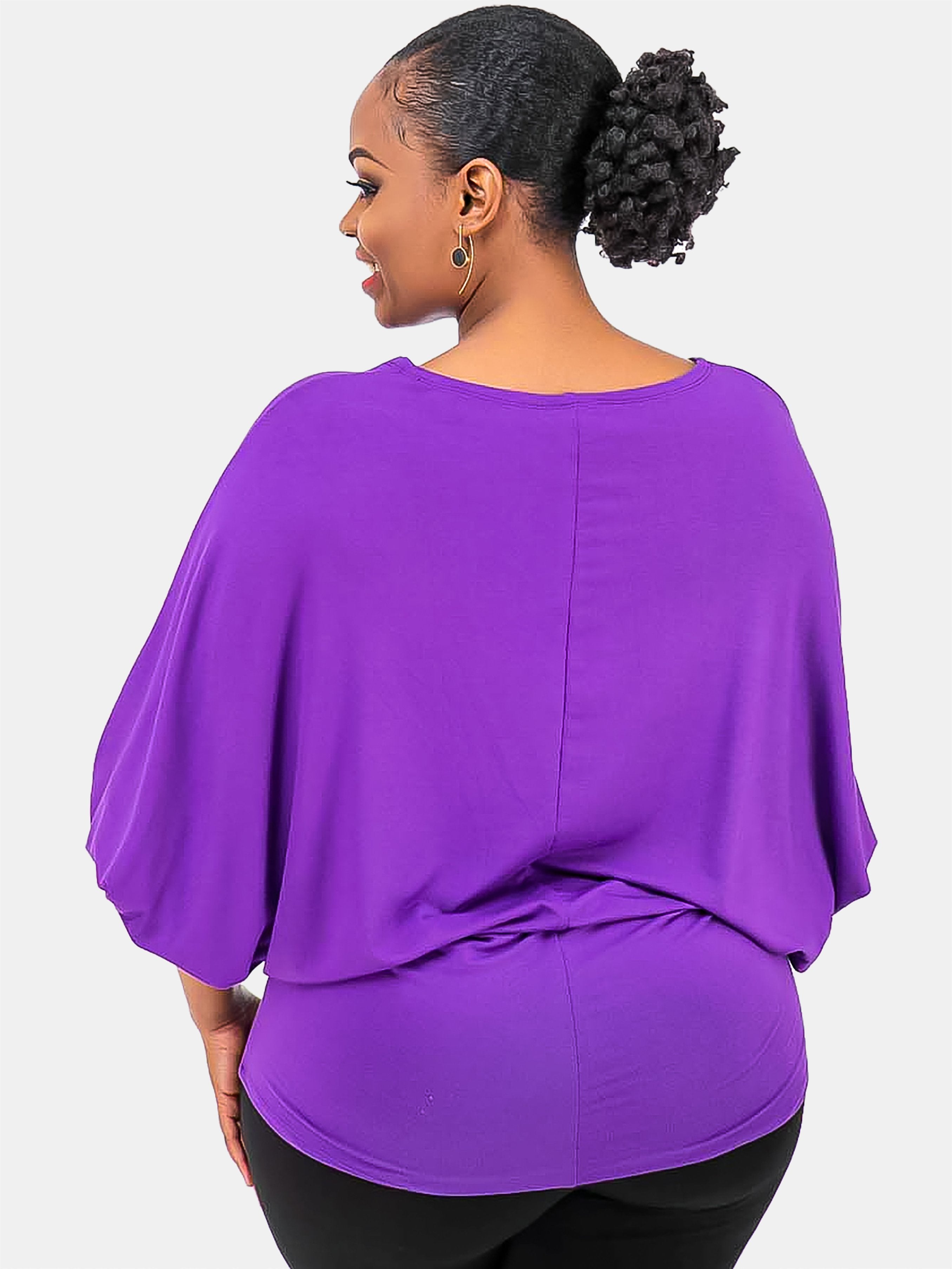 Vivo Cora Dolman Cuffed Top - Purple - Shop Zetu