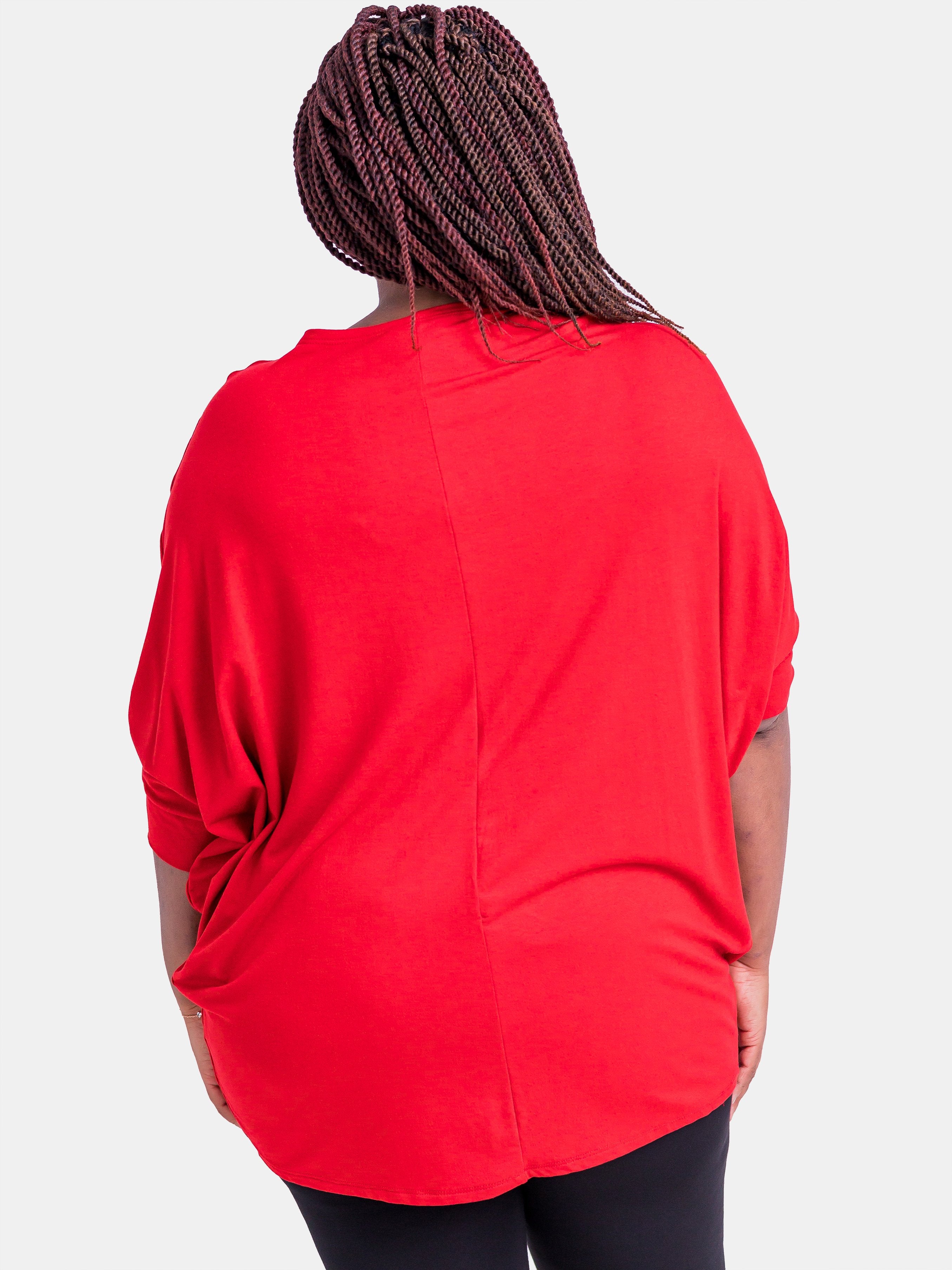 Vivo Cora Dolman Sweater Top - Red - Shop Zetu