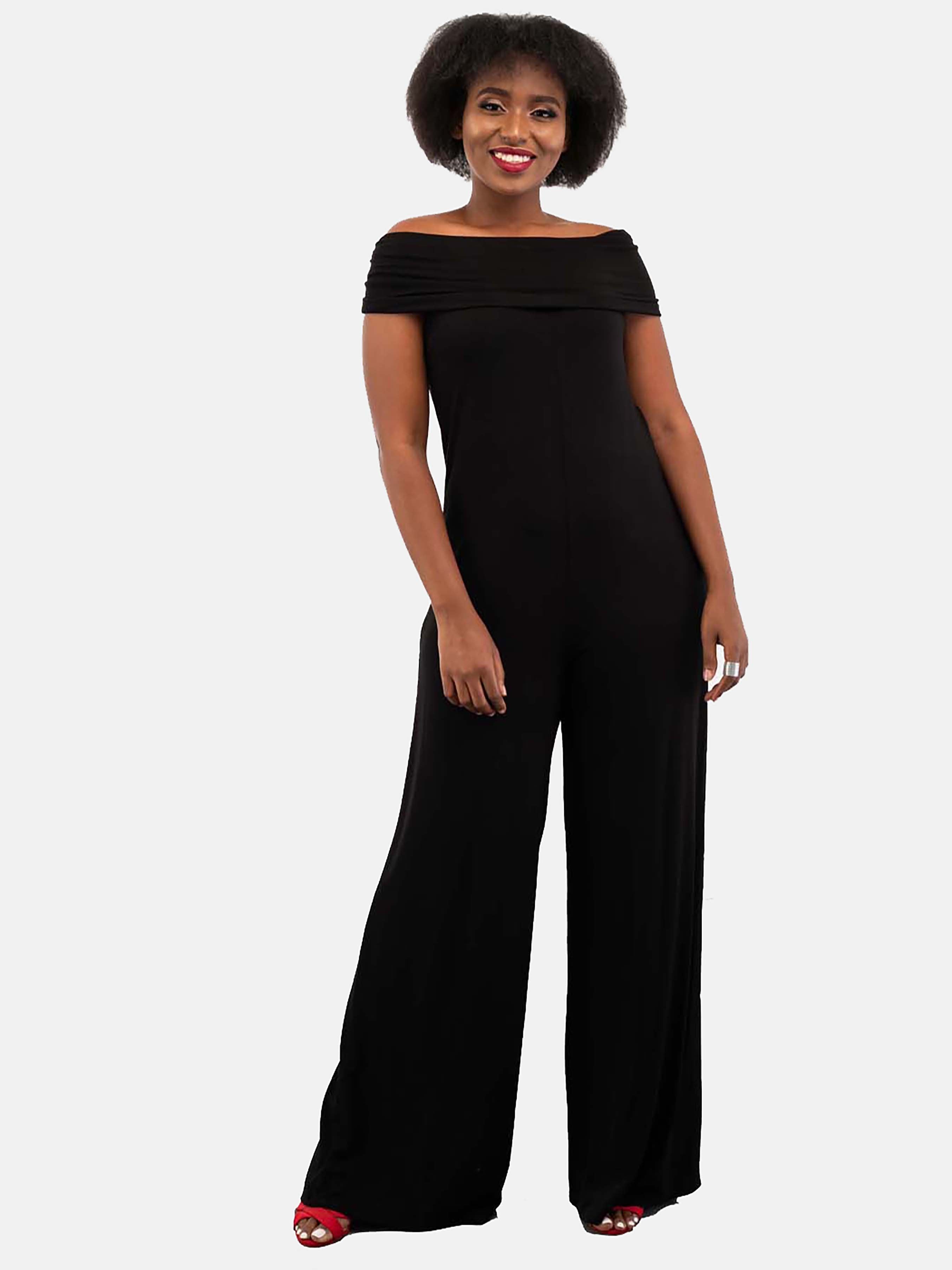 Vivo Dada Off Shoulder Jumpsuit - Black - Shop Zetu