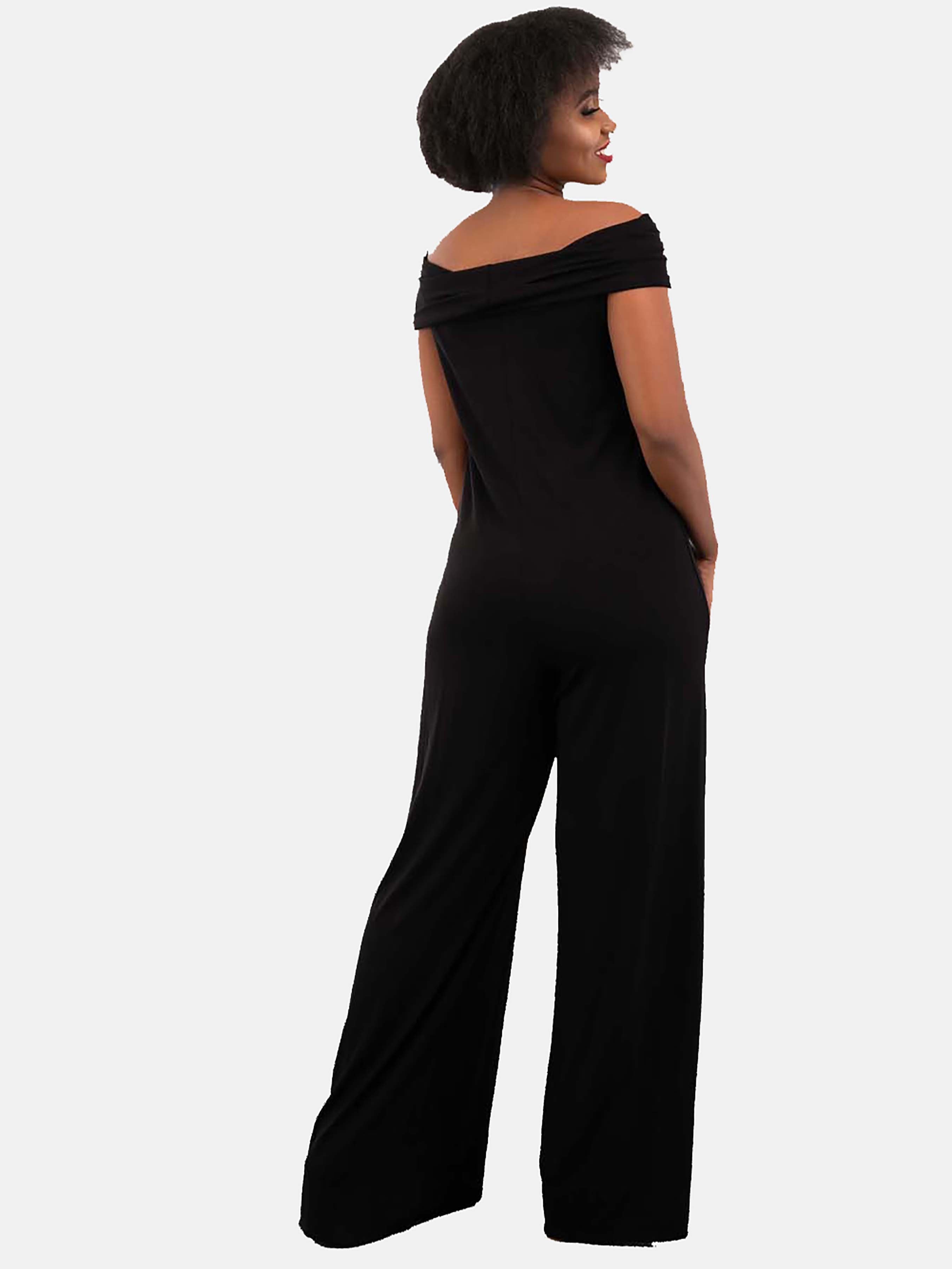 Vivo Dada Off Shoulder Jumpsuit - Black - Shop Zetu